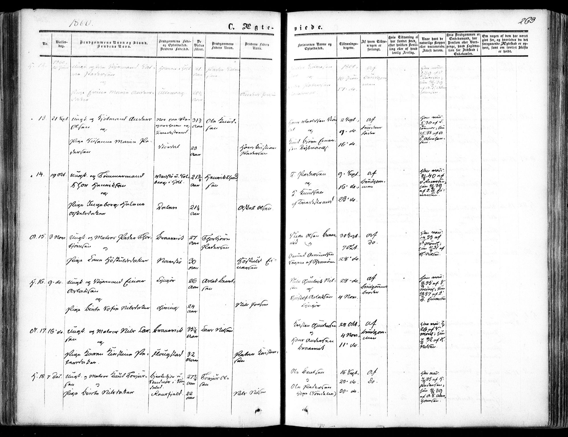 Dypvåg sokneprestkontor, AV/SAK-1111-0007/F/Fa/Faa/L0006: Parish register (official) no. A 6, 1855-1872, p. 263