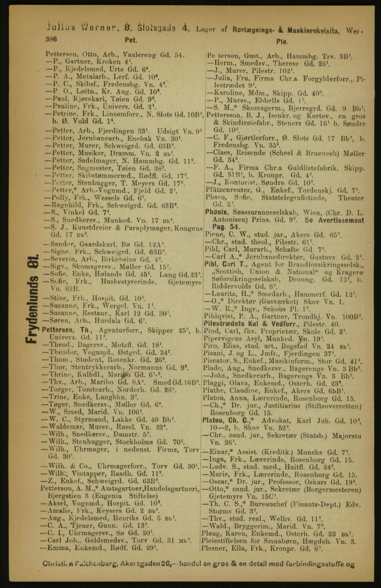 Kristiania/Oslo adressebok, PUBL/-, 1891, p. 386