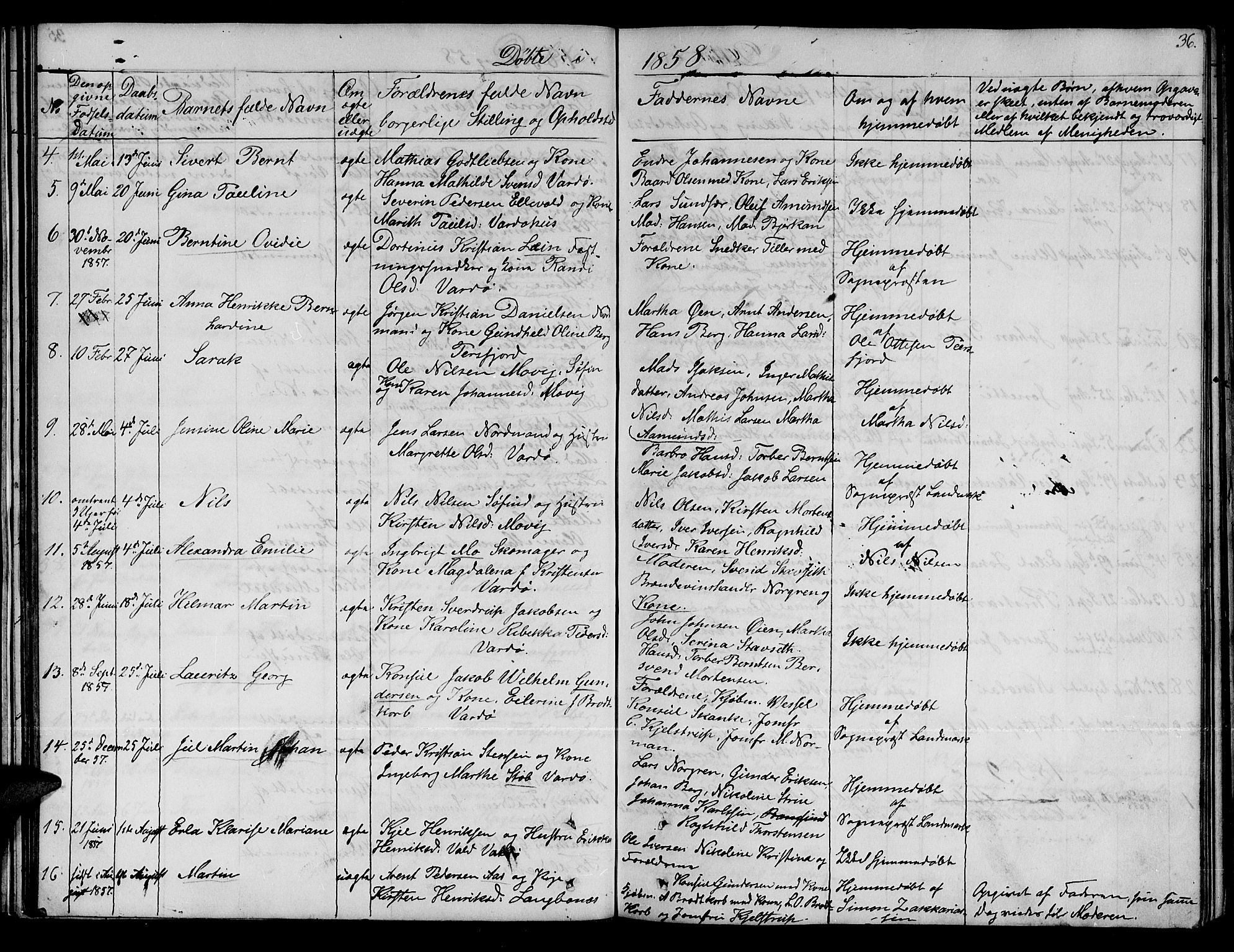 Vardø sokneprestkontor, AV/SATØ-S-1332/H/Hb/L0001klokker: Parish register (copy) no. 1, 1844-1861, p. 36