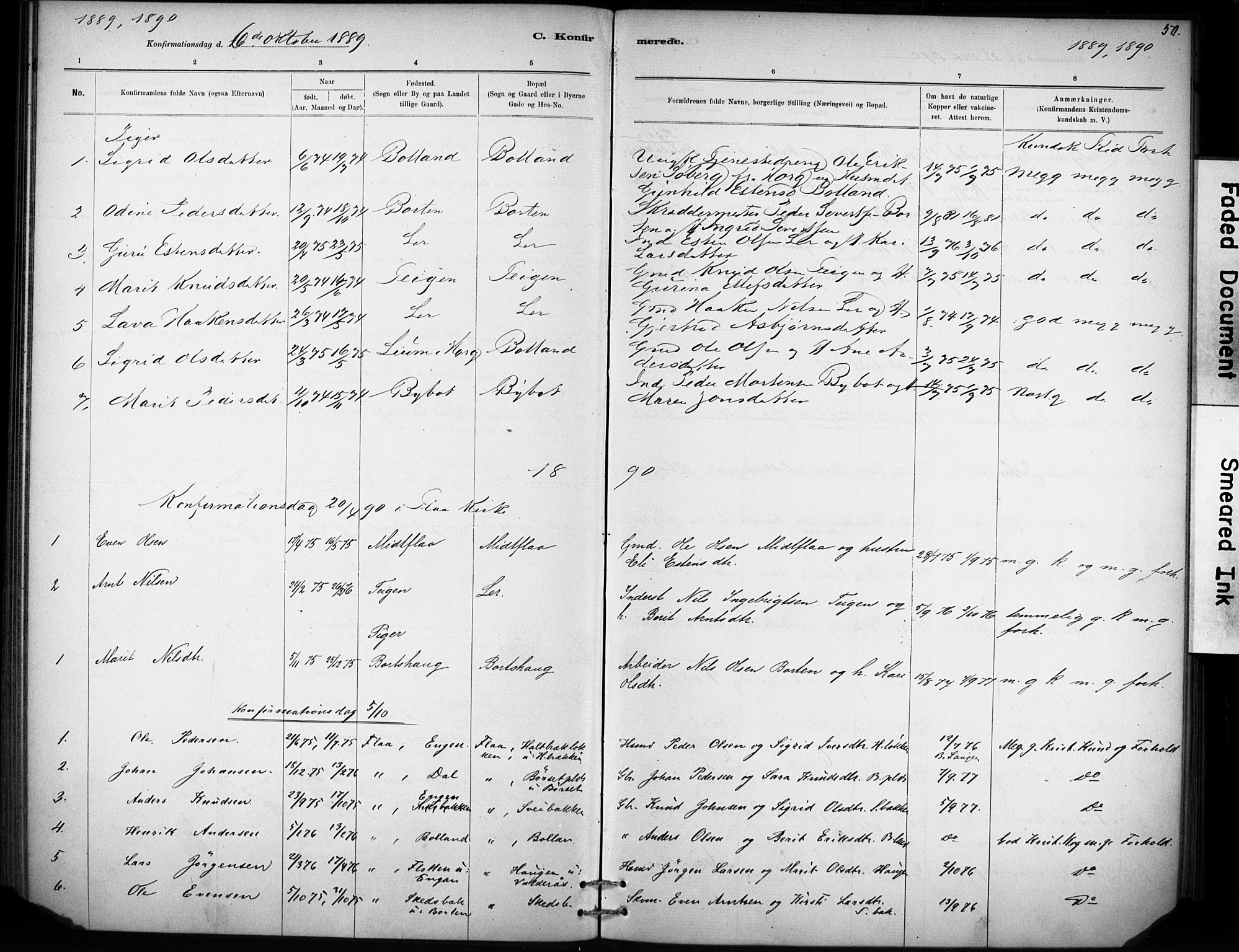 Ministerialprotokoller, klokkerbøker og fødselsregistre - Sør-Trøndelag, SAT/A-1456/693/L1119: Parish register (official) no. 693A01, 1887-1905, p. 50
