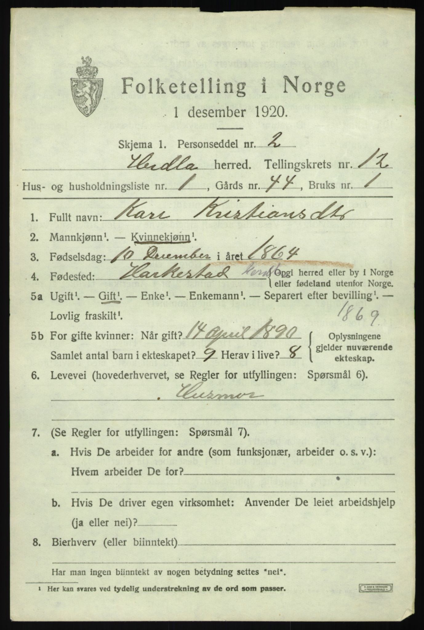 SAB, 1920 census for Herdla, 1920, p. 8337