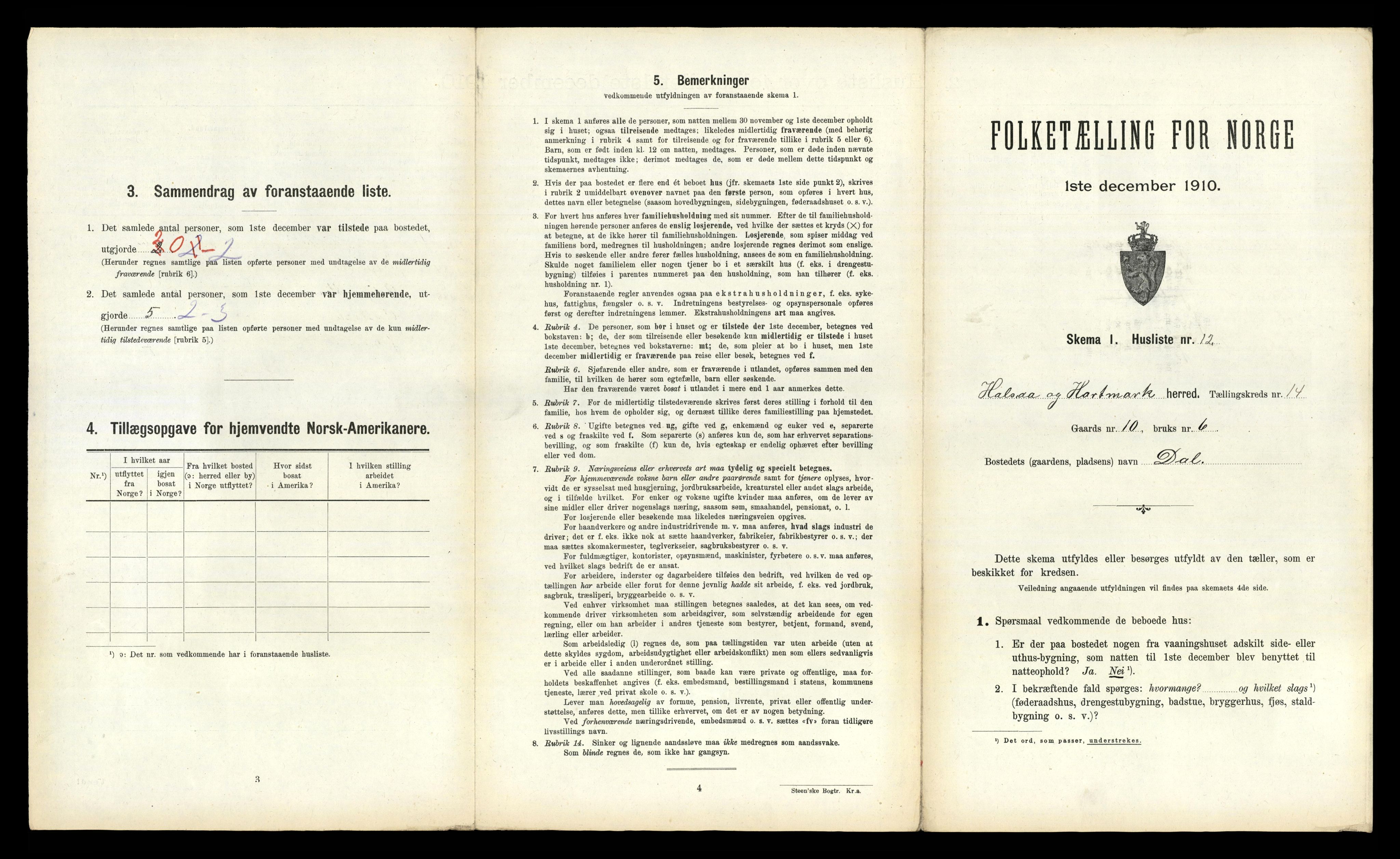 RA, 1910 census for Halse og Harkmark, 1910, p. 1364