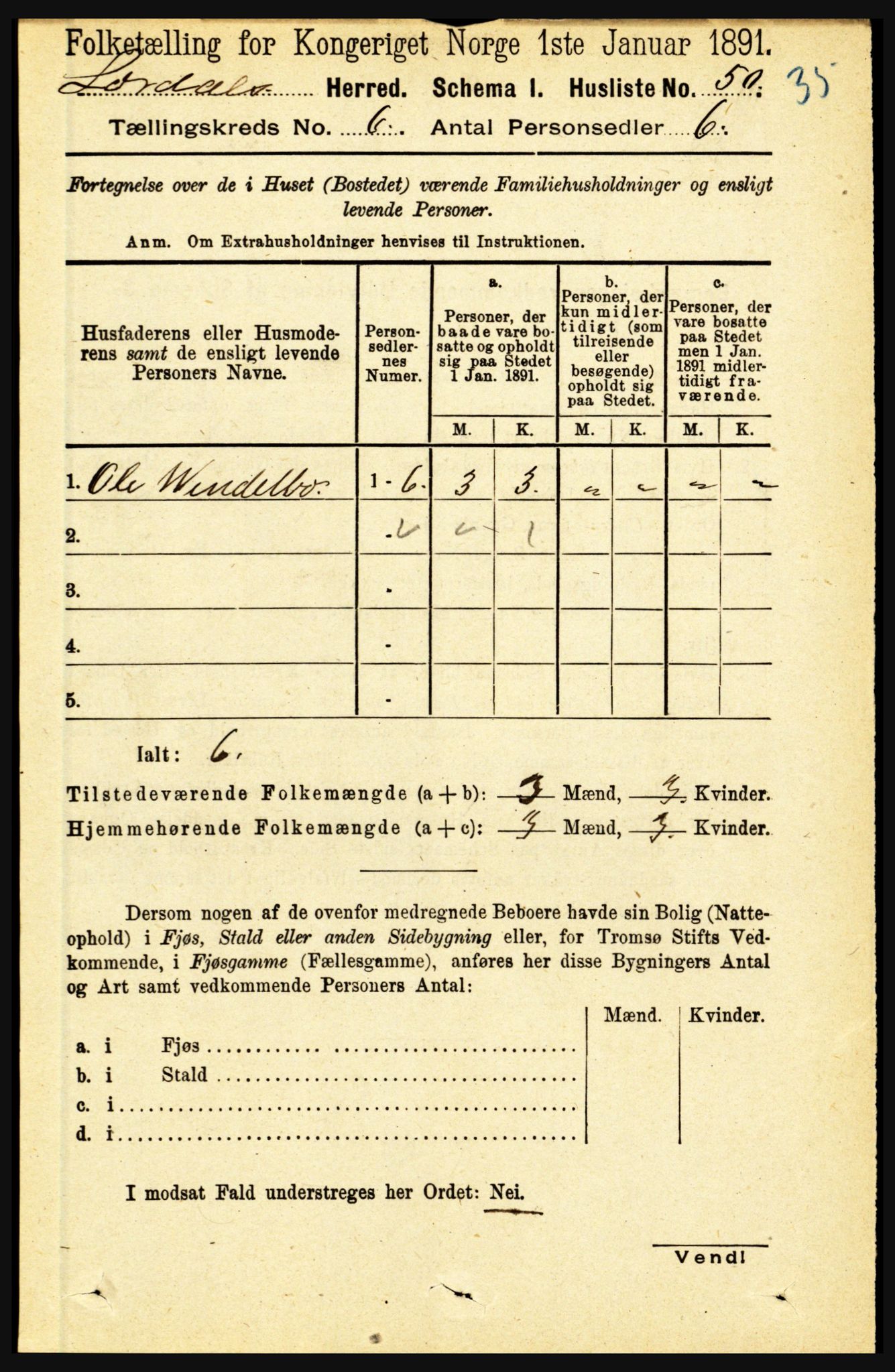 RA, 1891 census for 1422 Lærdal, 1891, p. 456