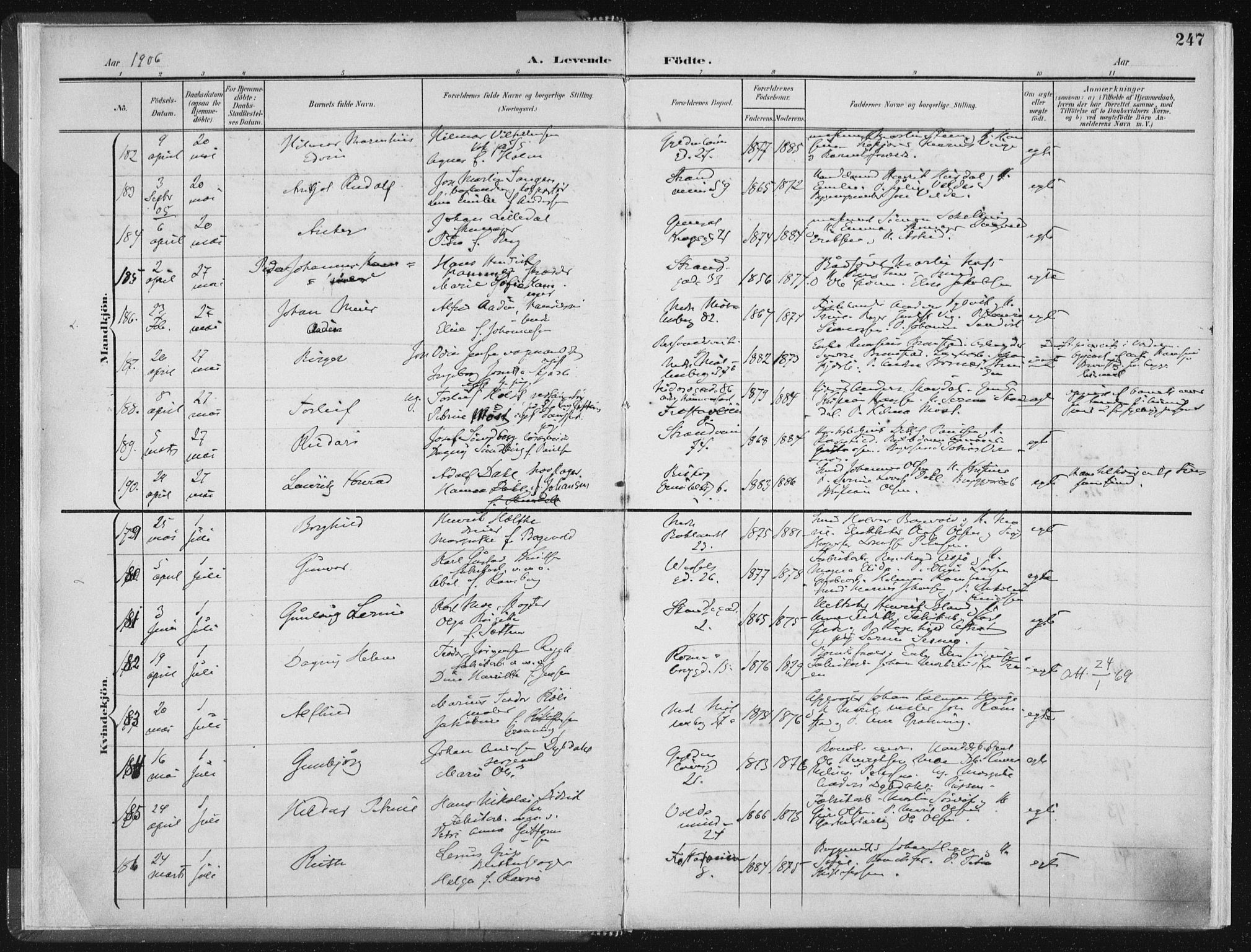 Ministerialprotokoller, klokkerbøker og fødselsregistre - Sør-Trøndelag, SAT/A-1456/604/L0200: Parish register (official) no. 604A20II, 1901-1908, p. 247