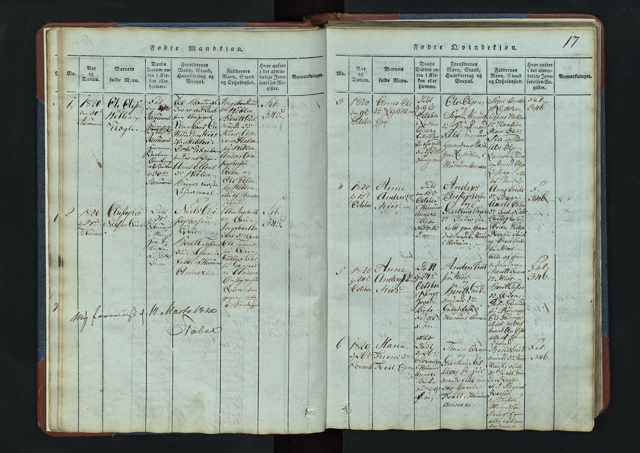 Vang prestekontor, Valdres, SAH/PREST-140/H/Hb/L0003: Parish register (copy) no. 3, 1814-1892, p. 17