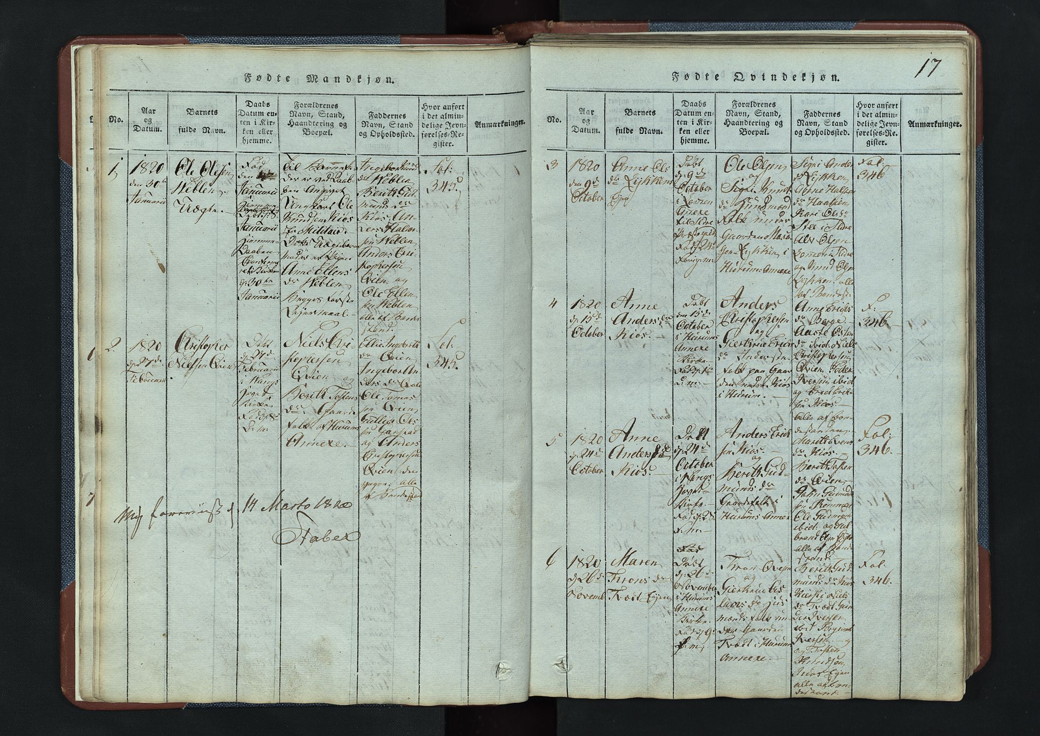 Vang prestekontor, Valdres, AV/SAH-PREST-140/H/Hb/L0003: Parish register (copy) no. 3, 1814-1892, p. 17
