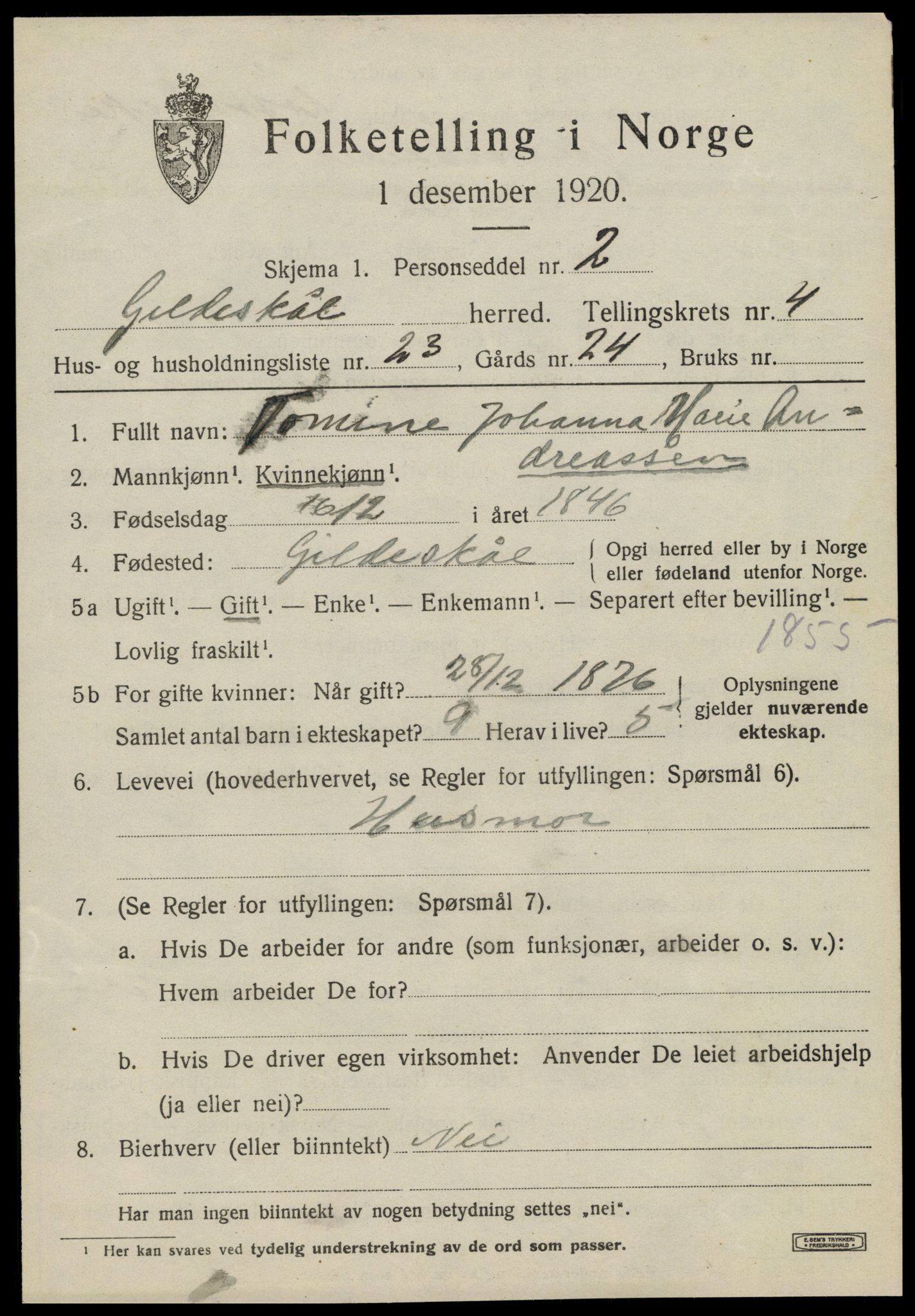 SAT, 1920 census for Gildeskål, 1920, p. 3994