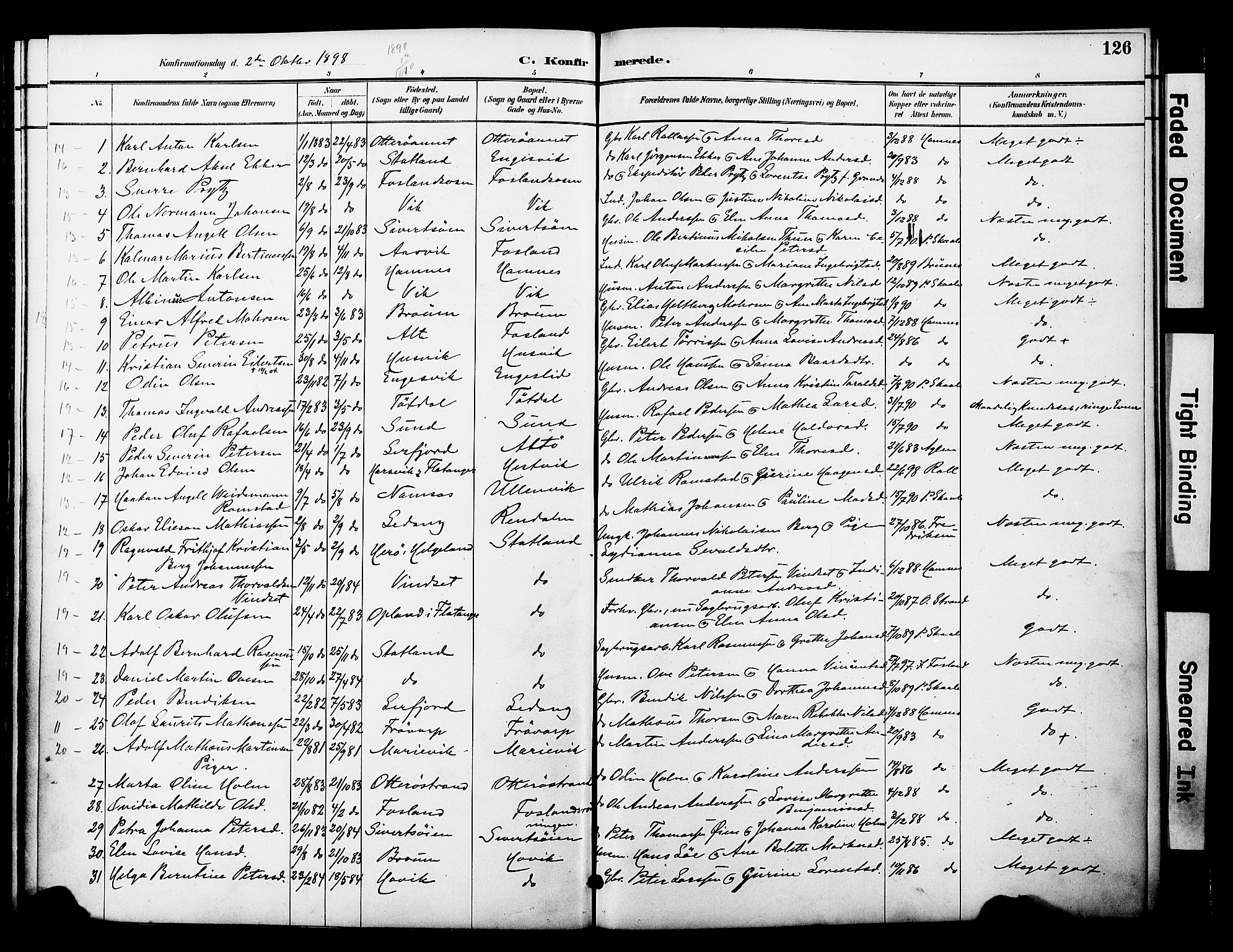 Ministerialprotokoller, klokkerbøker og fødselsregistre - Nord-Trøndelag, SAT/A-1458/774/L0628: Parish register (official) no. 774A02, 1887-1903, p. 126
