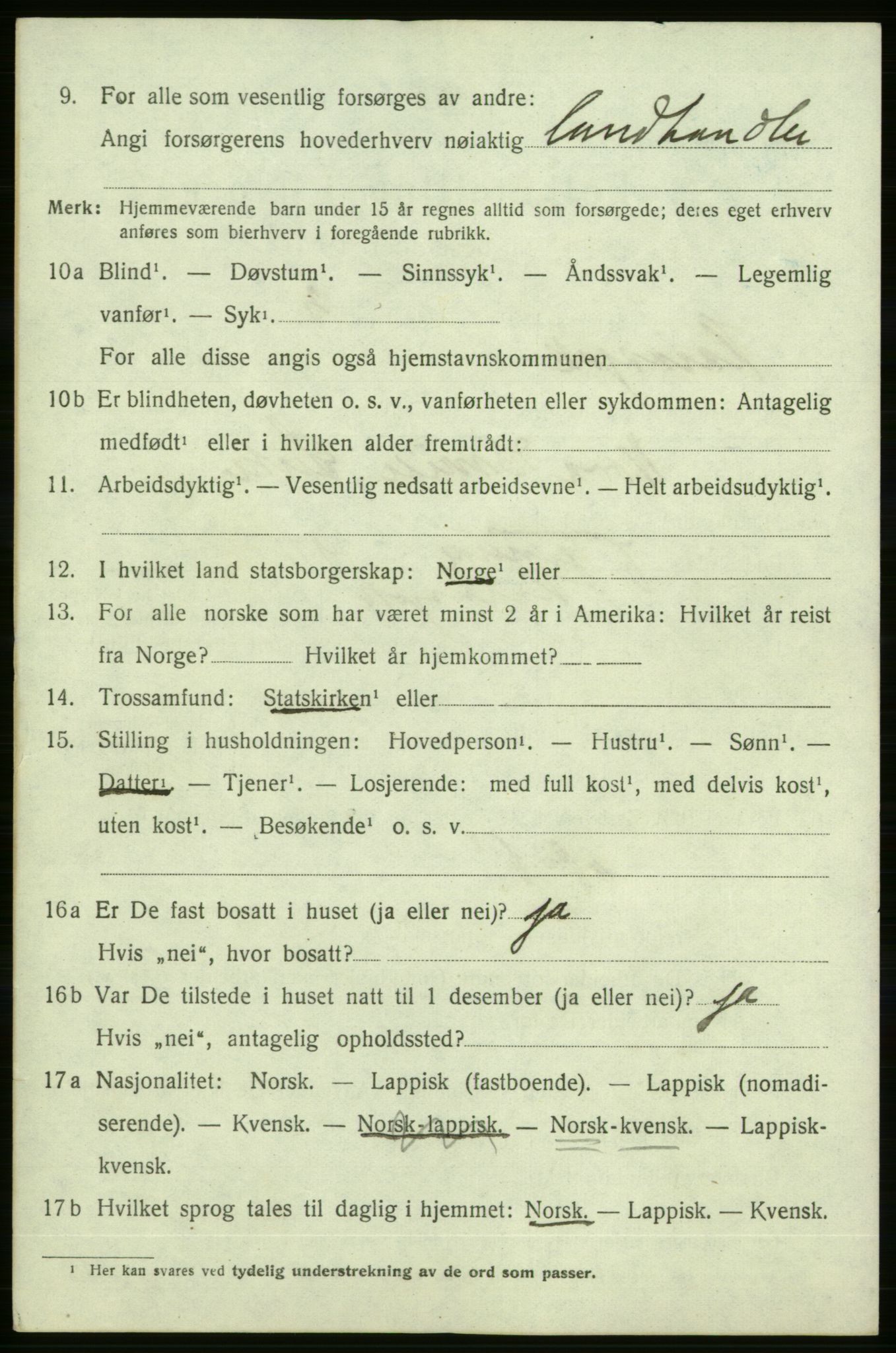 SATØ, 1920 census for Karasjok, 1920, p. 1377