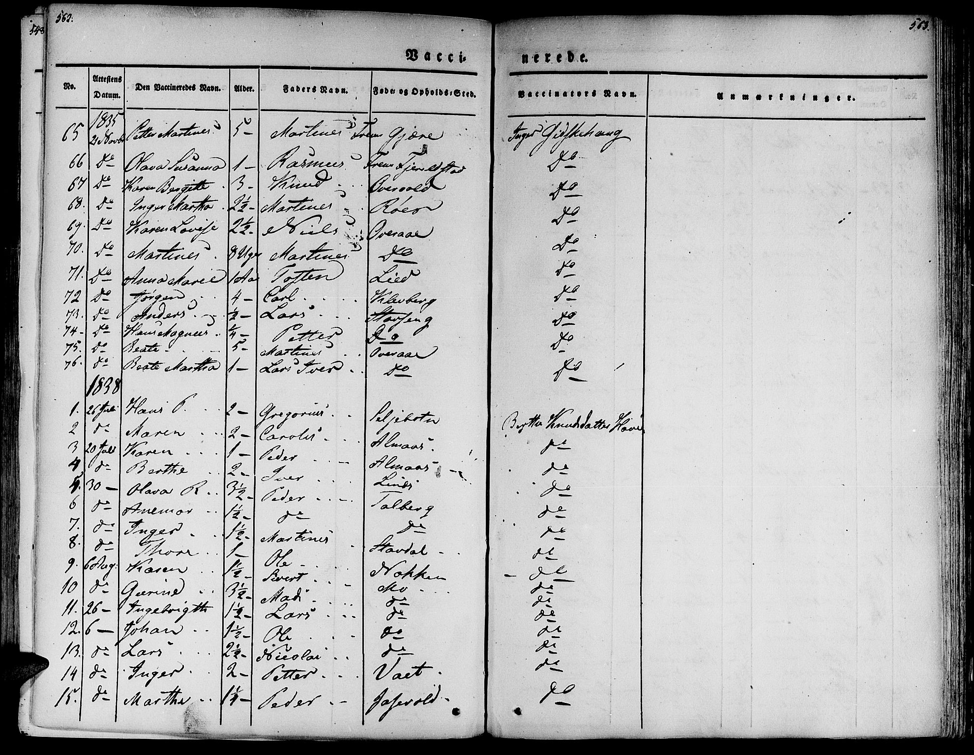 Ministerialprotokoller, klokkerbøker og fødselsregistre - Møre og Romsdal, SAT/A-1454/520/L0274: Parish register (official) no. 520A04, 1827-1864, p. 562-563