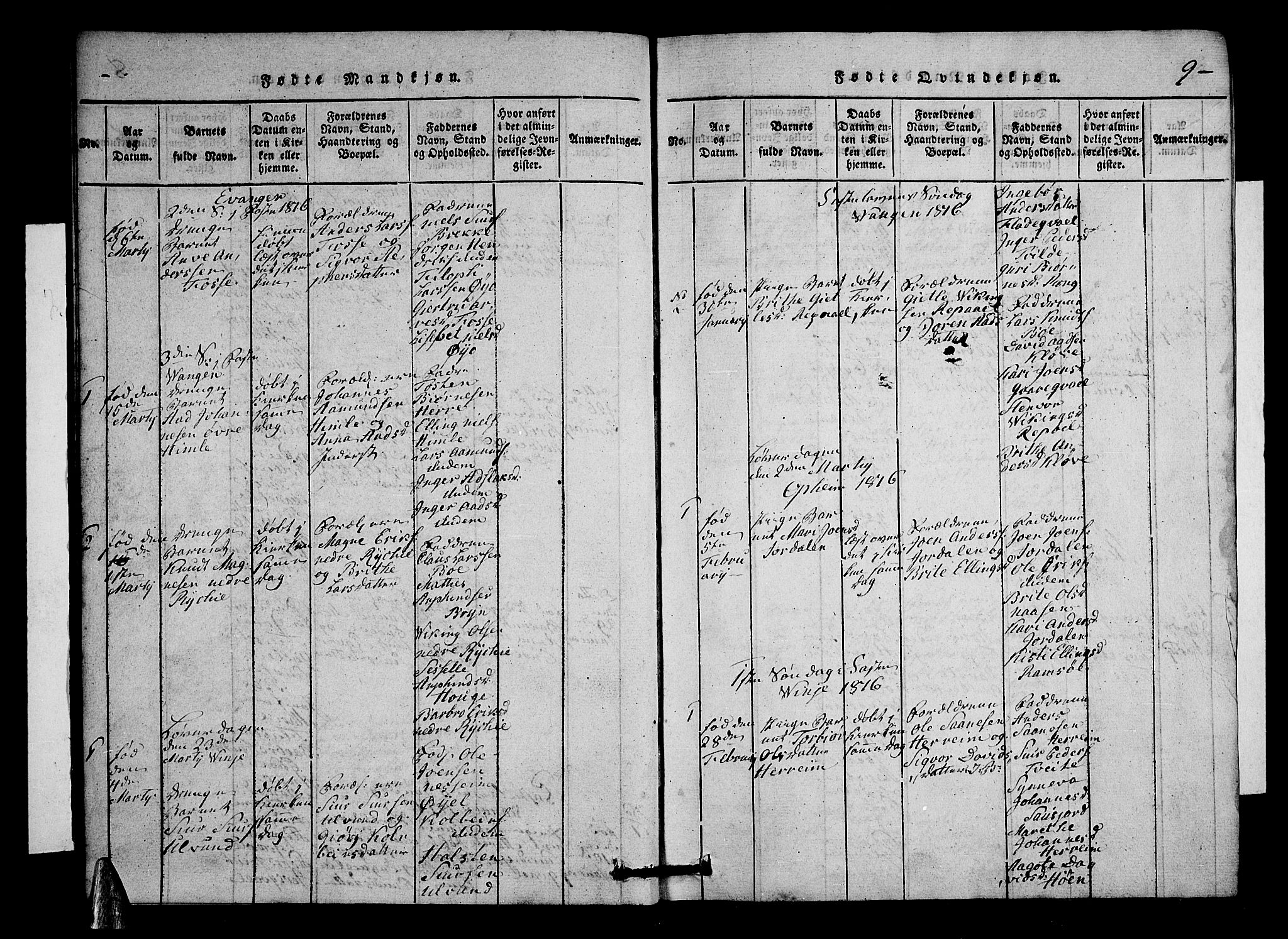 Voss sokneprestembete, AV/SAB-A-79001/H/Hab: Parish register (copy) no. A 1, 1816-1818, p. 9
