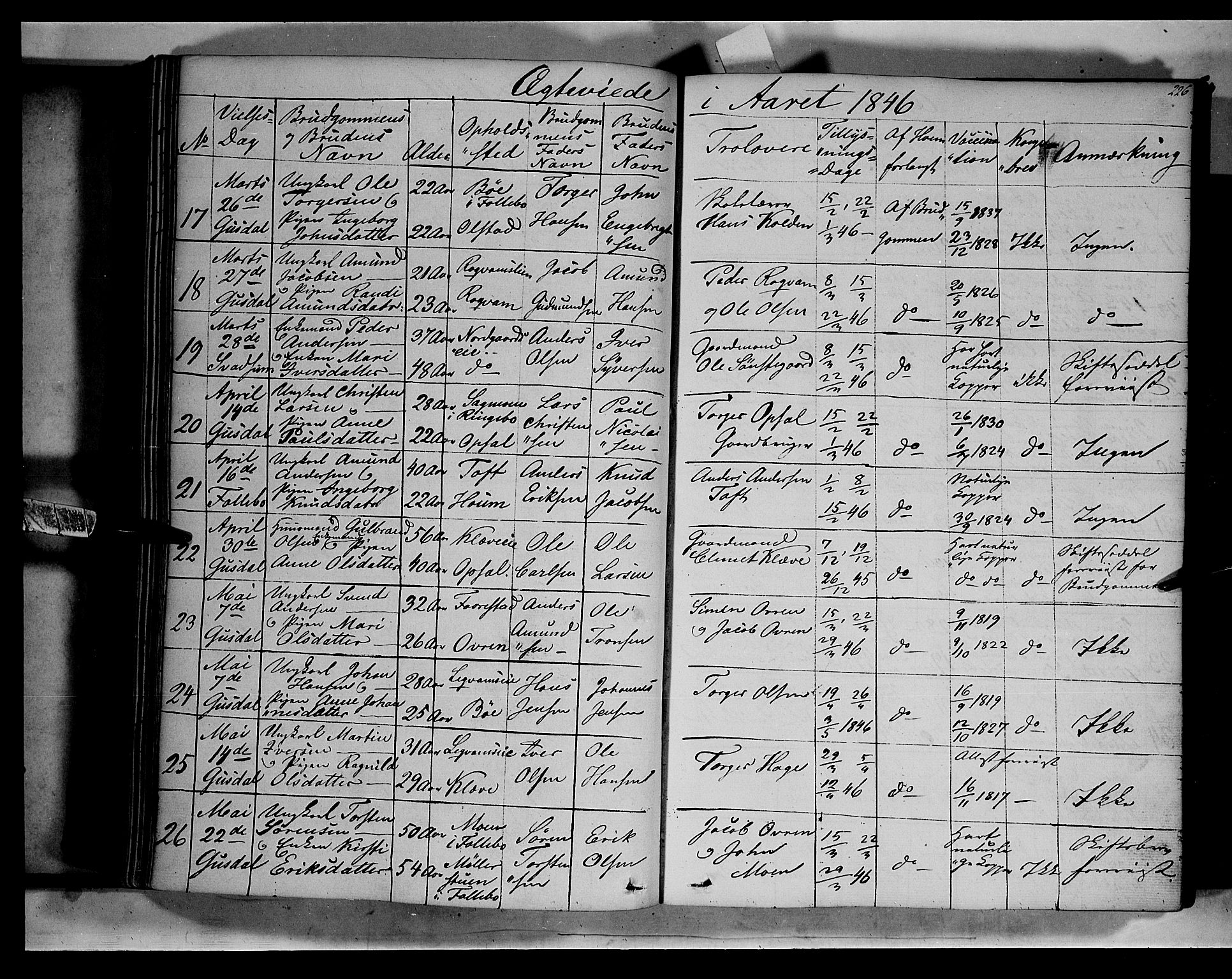 Gausdal prestekontor, SAH/PREST-090/H/Ha/Haa/L0007: Parish register (official) no. 7, 1840-1850, p. 226
