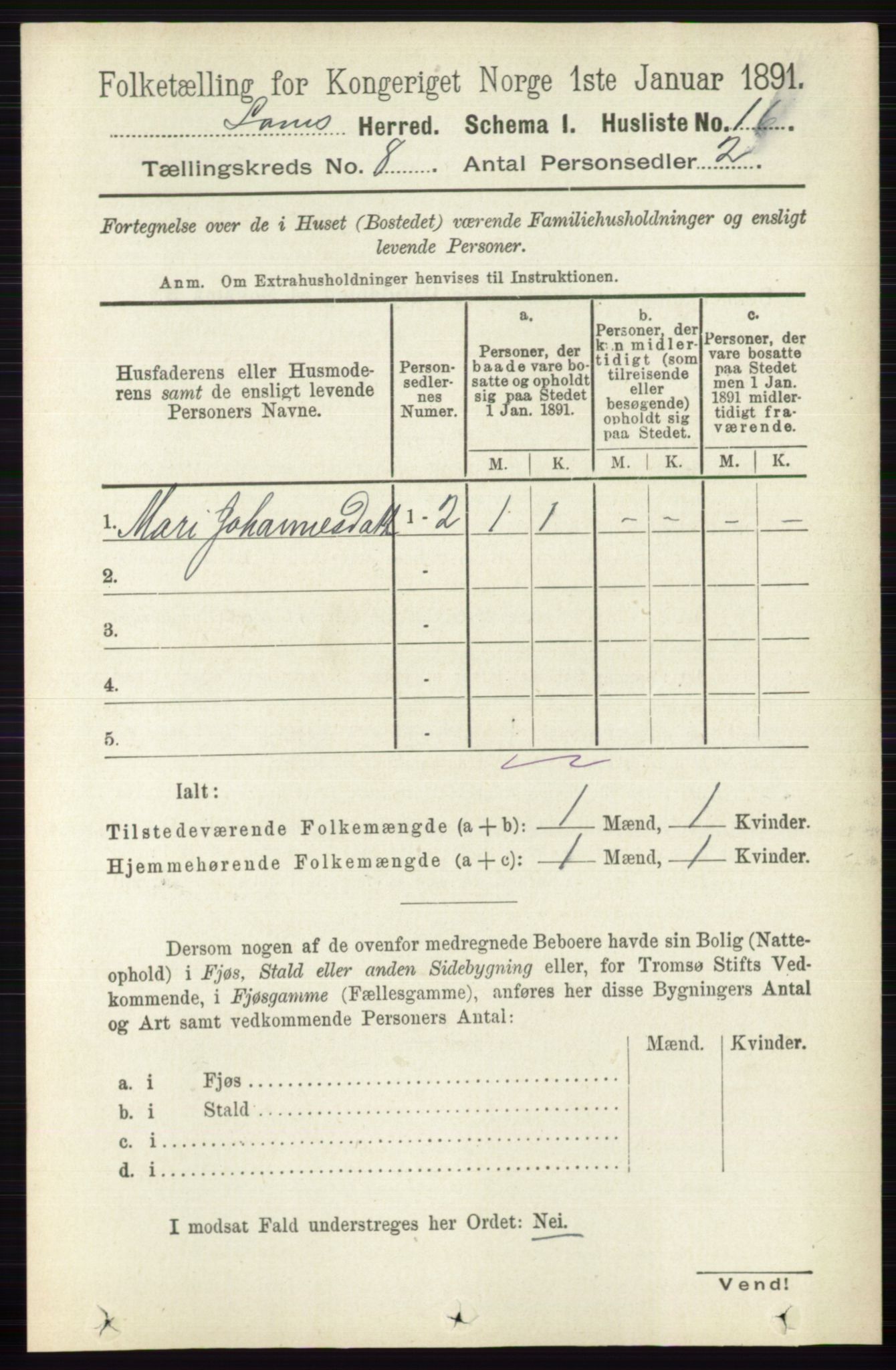 RA, 1891 census for 0514 Lom, 1891, p. 3058