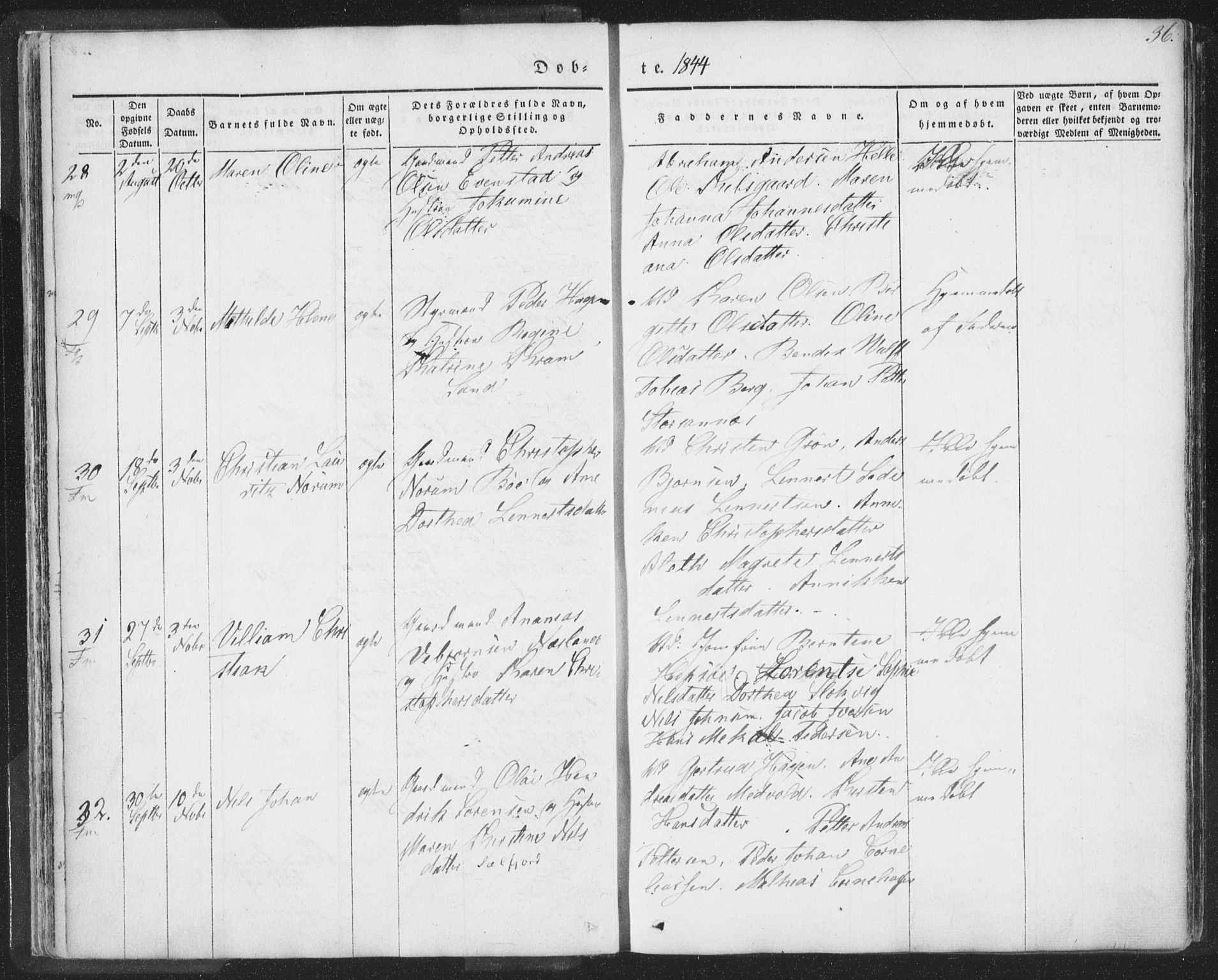 Ministerialprotokoller, klokkerbøker og fødselsregistre - Nordland, AV/SAT-A-1459/885/L1202: Parish register (official) no. 885A03, 1838-1859, p. 36