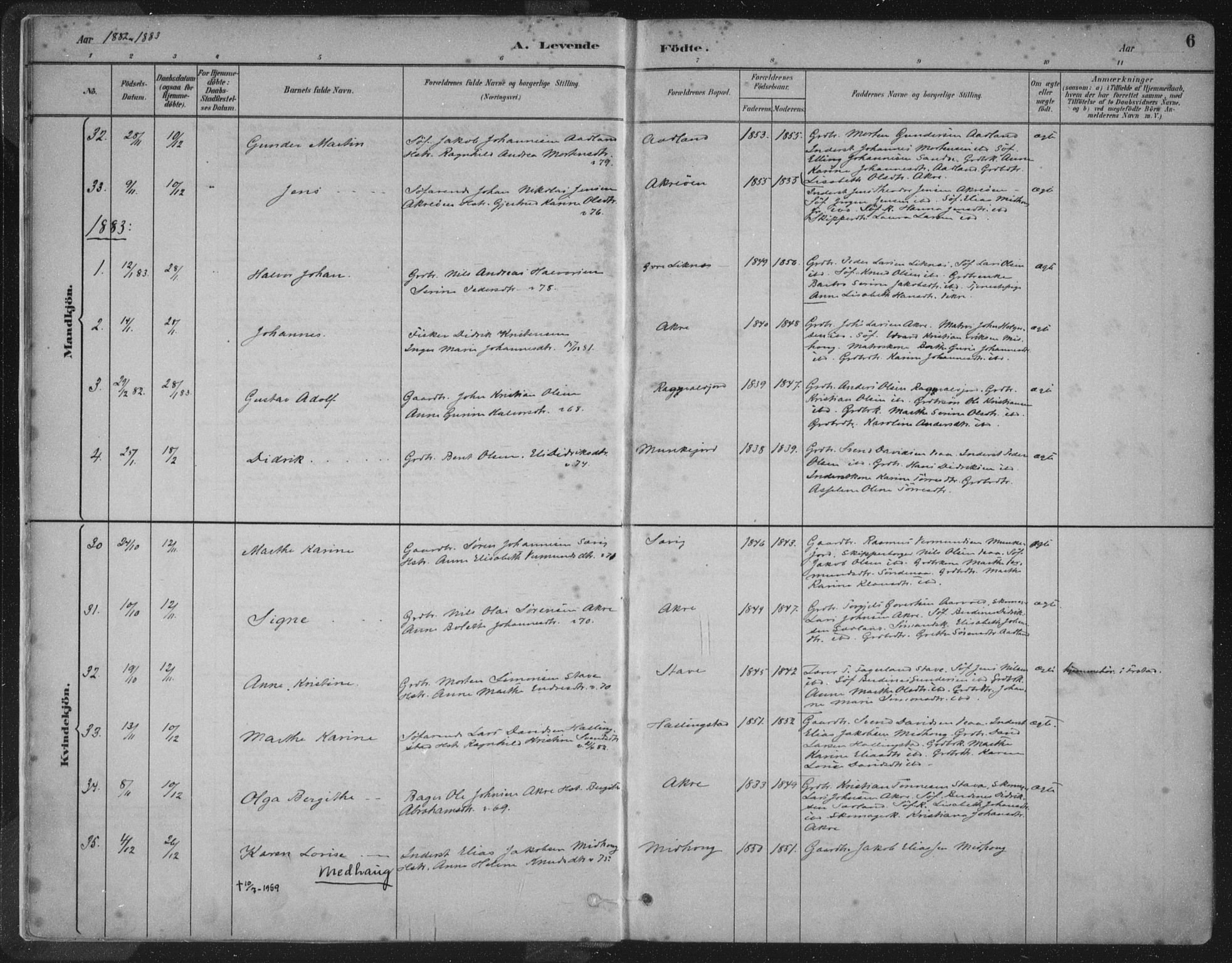 Kopervik sokneprestkontor, AV/SAST-A-101850/H/Ha/Haa/L0004: Parish register (official) no. A 4, 1882-1905, p. 6