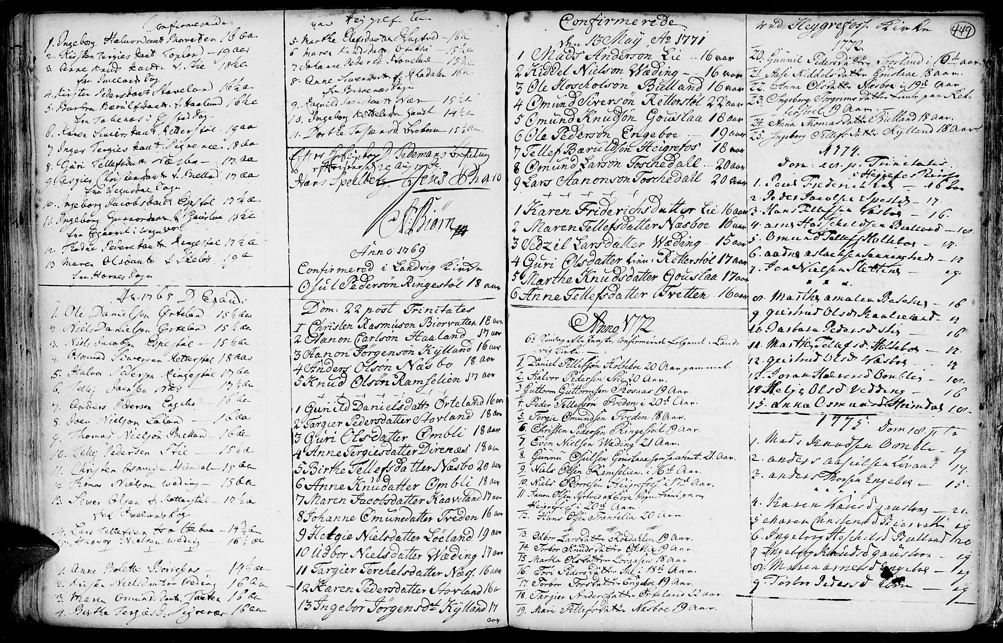Hommedal sokneprestkontor, SAK/1111-0023/F/Fa/Fab/L0002: Parish register (official) no. A 2 /3, 1740-1821, p. 449