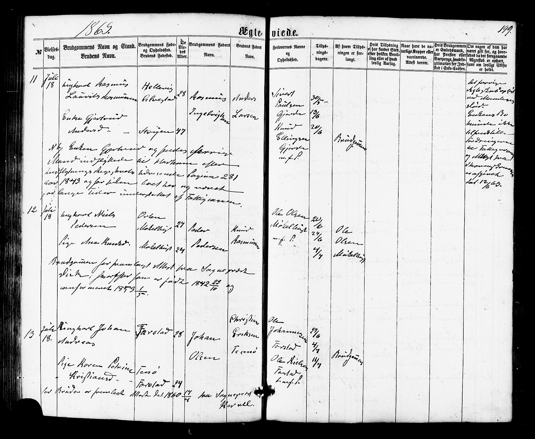 Ministerialprotokoller, klokkerbøker og fødselsregistre - Møre og Romsdal, AV/SAT-A-1454/536/L0498: Parish register (official) no. 536A07, 1862-1875, p. 199