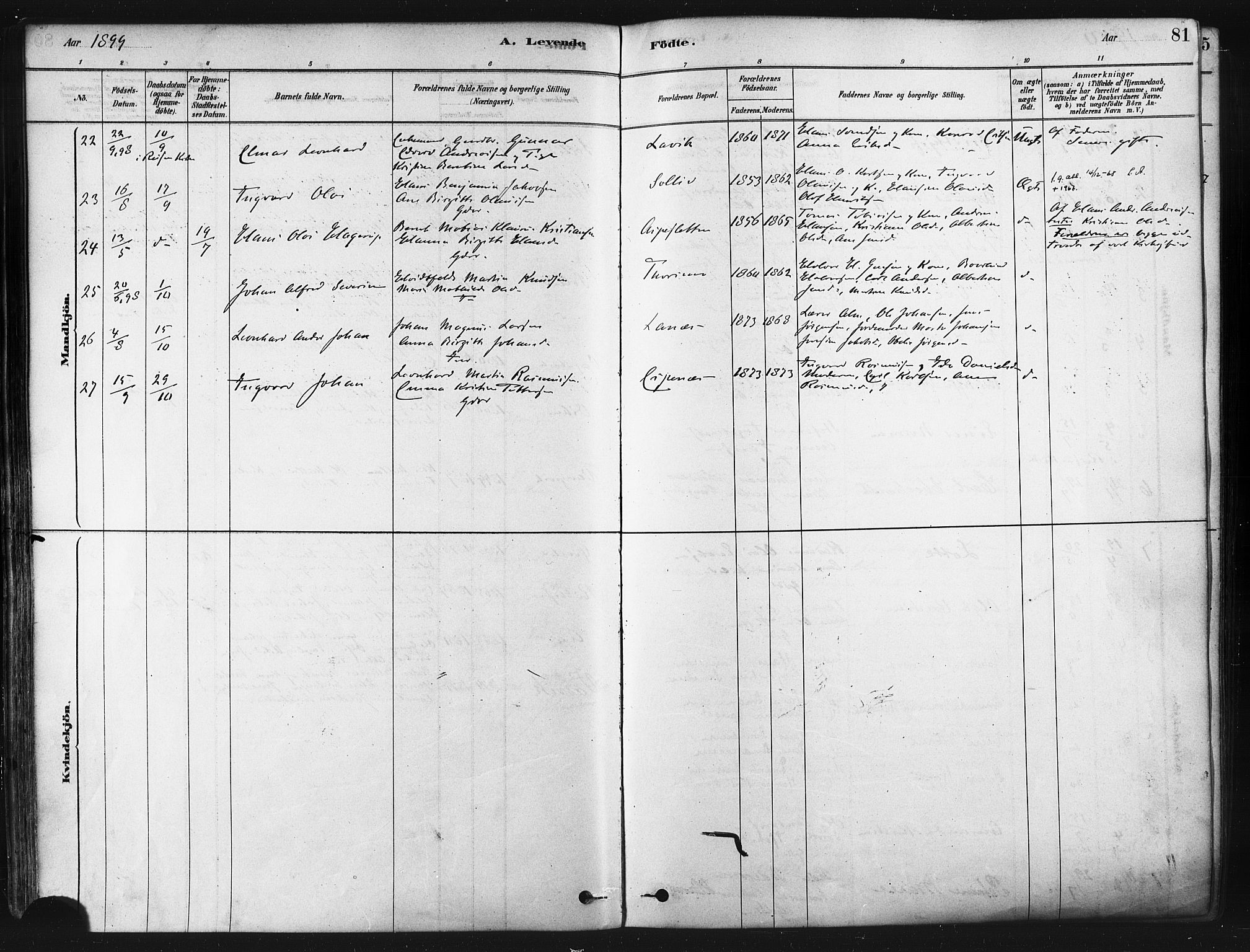 Tranøy sokneprestkontor, SATØ/S-1313/I/Ia/Iaa/L0009kirke: Parish register (official) no. 9, 1878-1904, p. 81