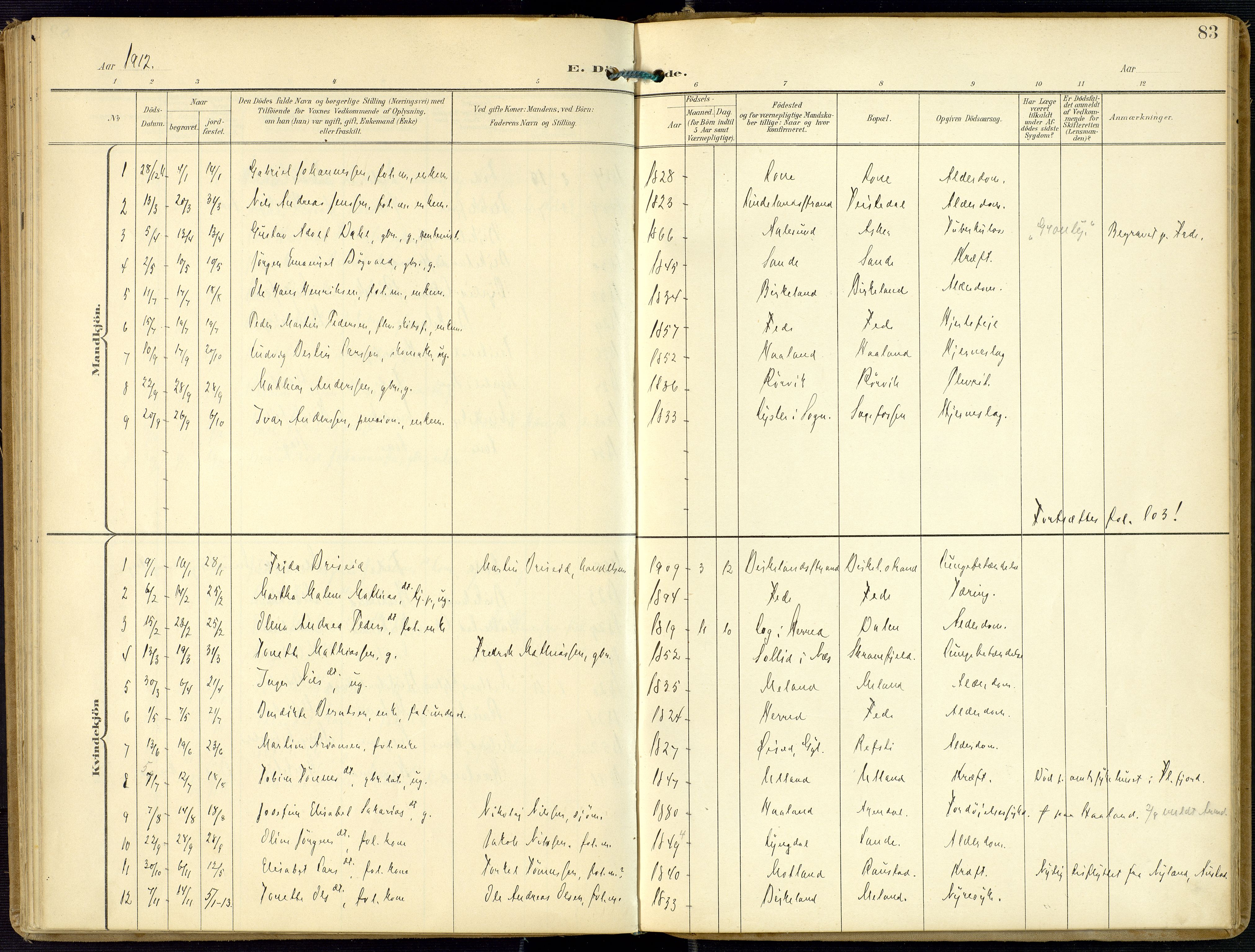Kvinesdal sokneprestkontor, SAK/1111-0026/F/Fa/Faa/L0005: Parish register (official) no. A 5, 1898-1915, p. 83