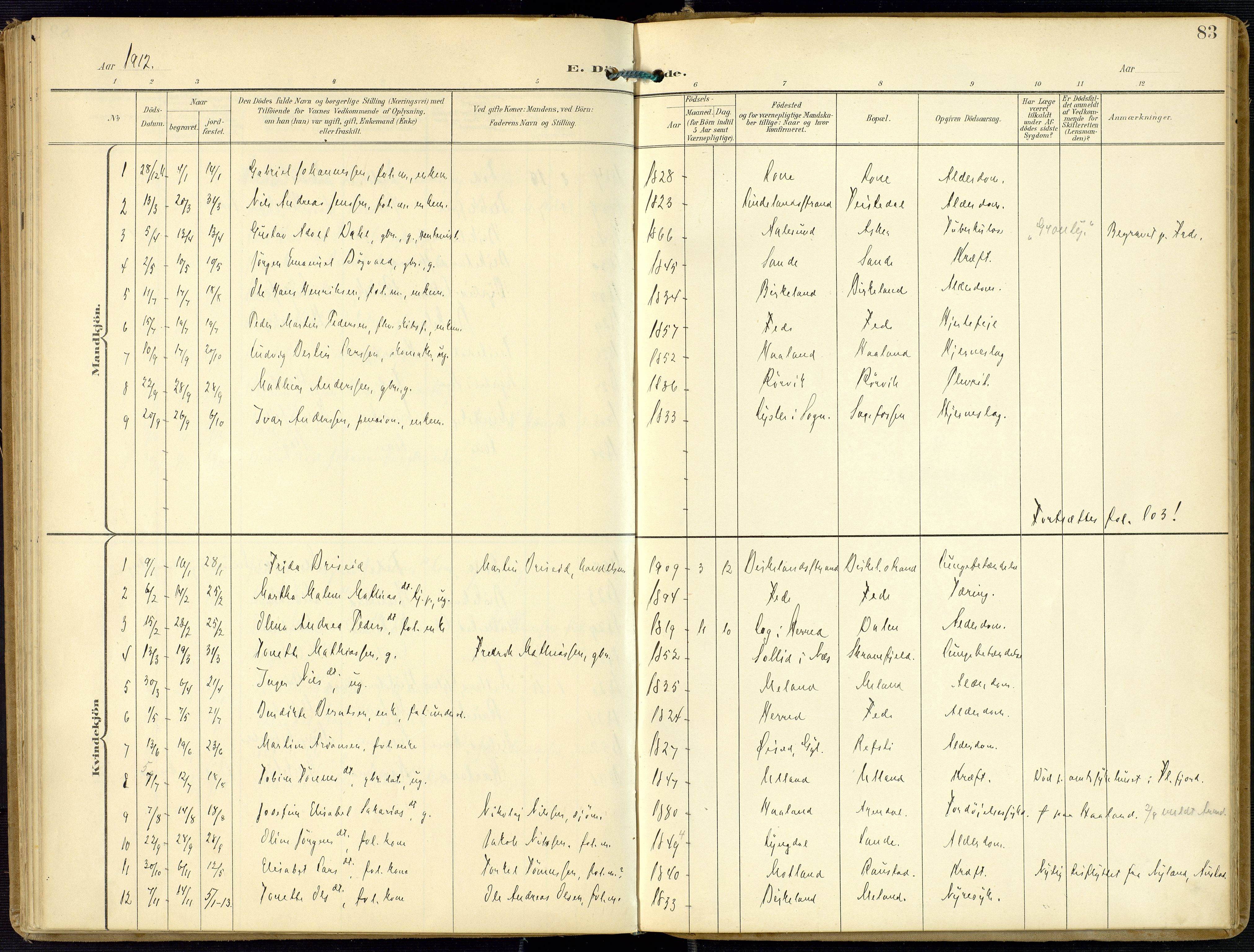 Kvinesdal sokneprestkontor, AV/SAK-1111-0026/F/Fa/Faa/L0005: Parish register (official) no. A 5, 1898-1915, p. 83