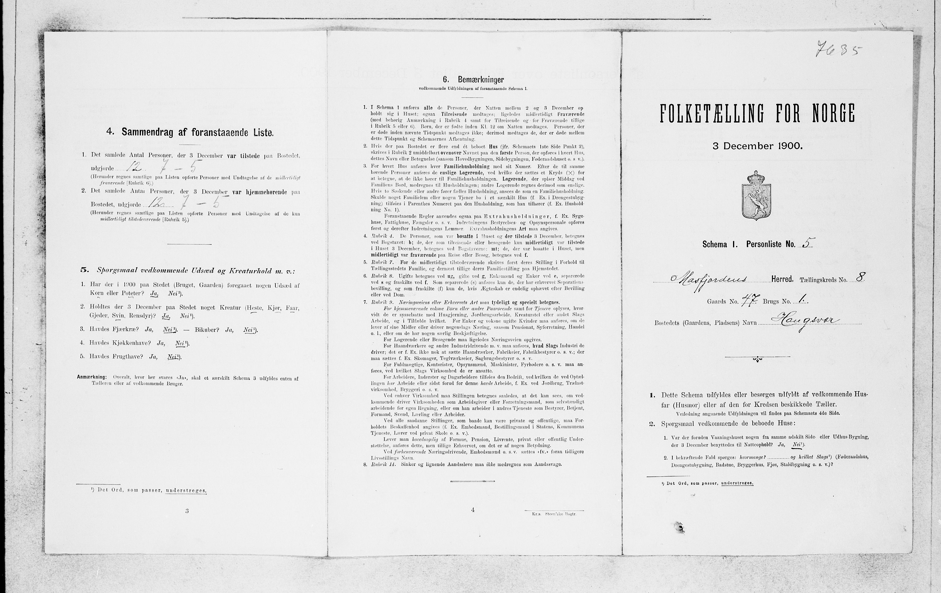 SAB, 1900 census for Masfjorden, 1900, p. 549