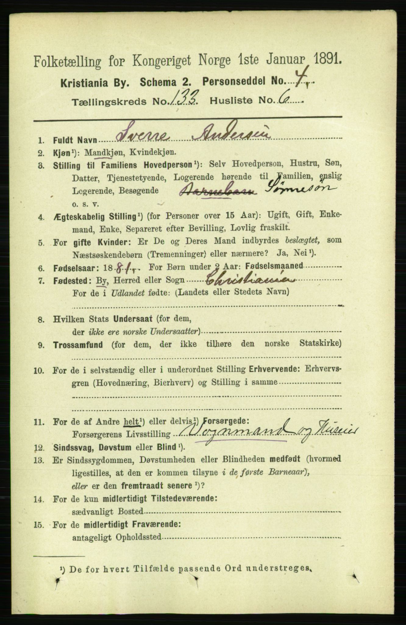 RA, 1891 census for 0301 Kristiania, 1891, p. 72645