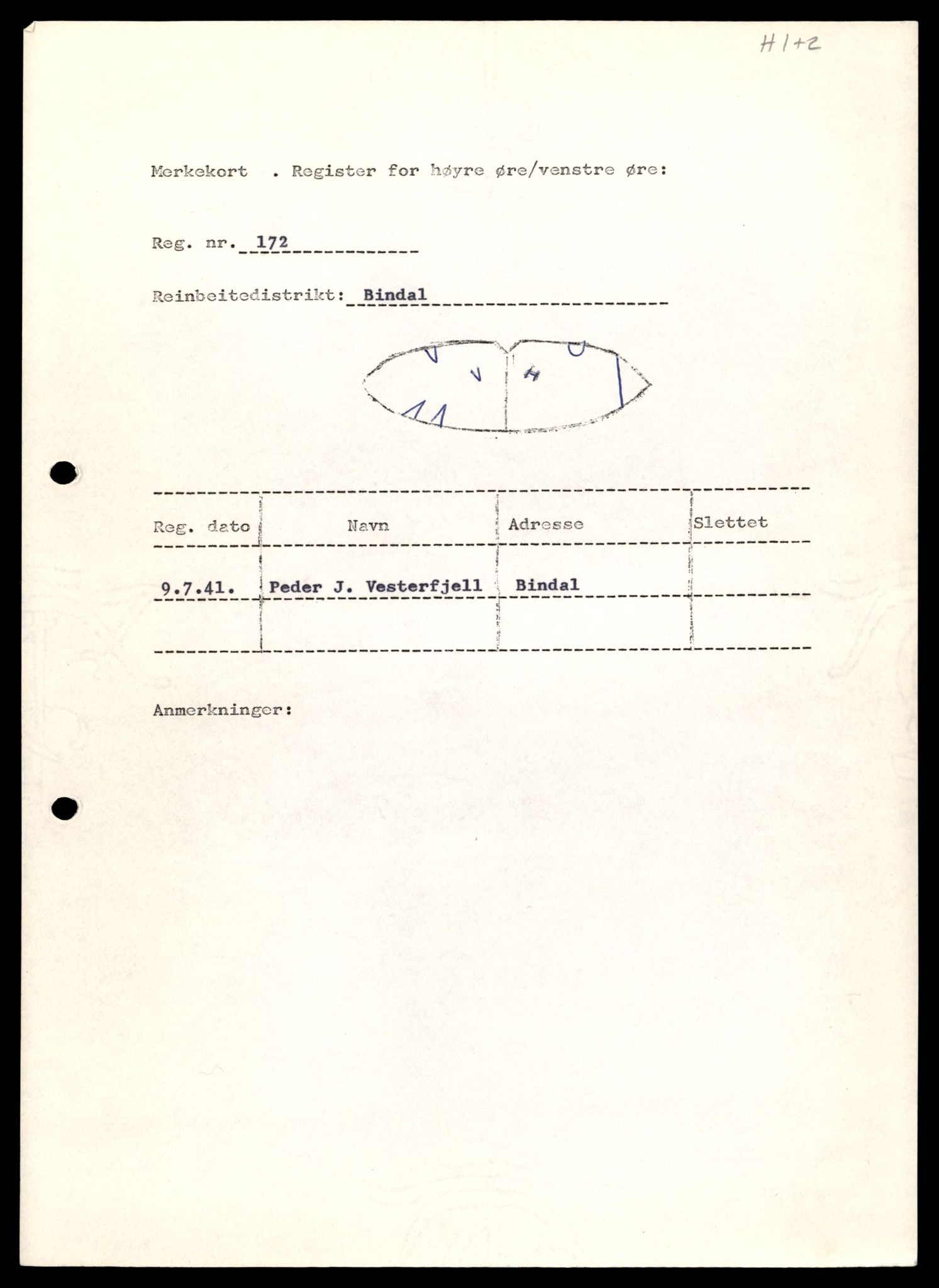 Reindriftsforvaltningen Nordland, AV/SAT-A-5309/D/Dc/L0502/0007: Korrespondanse ordnet etter arkivnøkkel / Reinmerkeregister, 1990-2001, p. 135