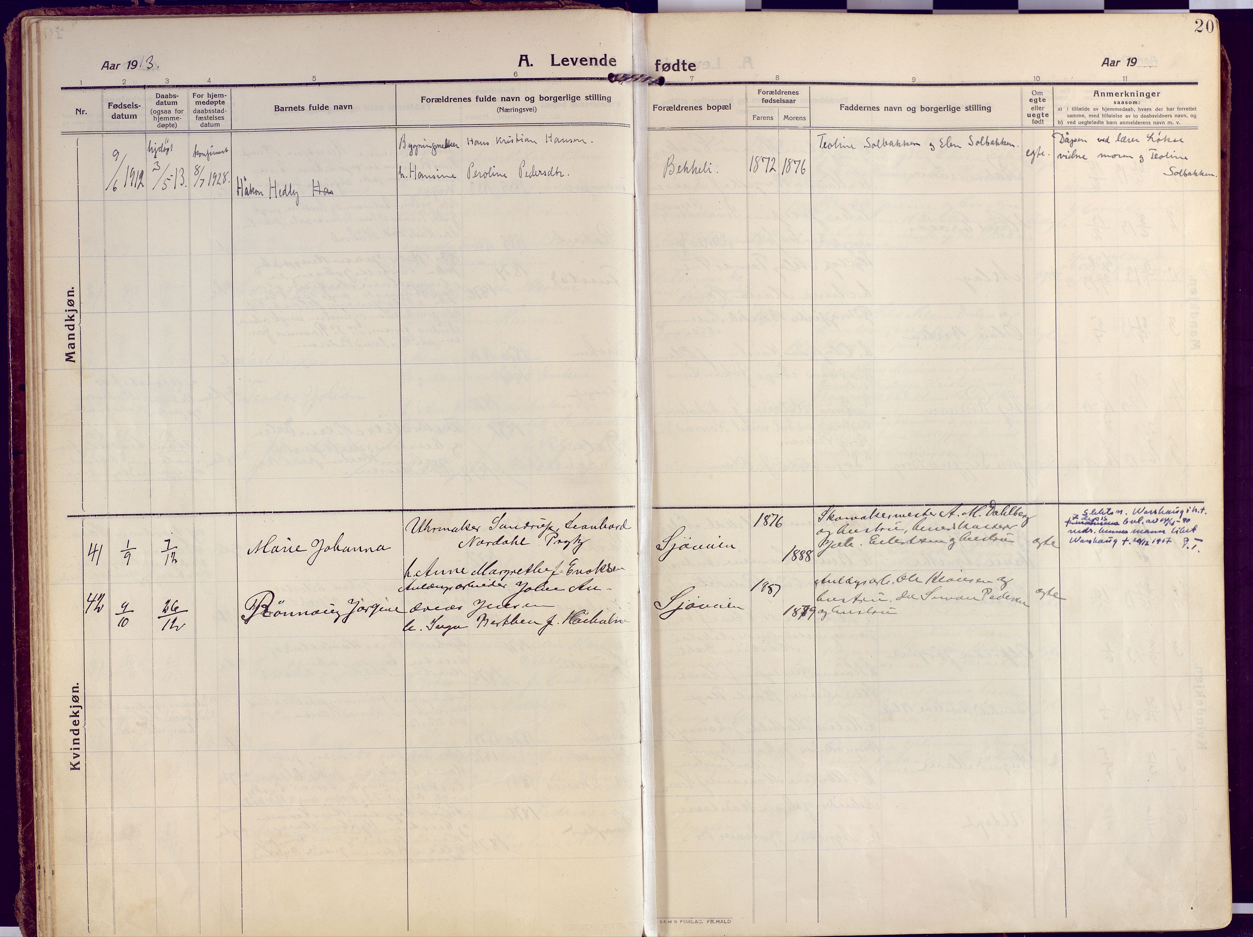 Salangen sokneprestembete, SATØ/S-1324/H/Ha/L0004kirke: Parish register (official) no. 4, 1912-1927, p. 20