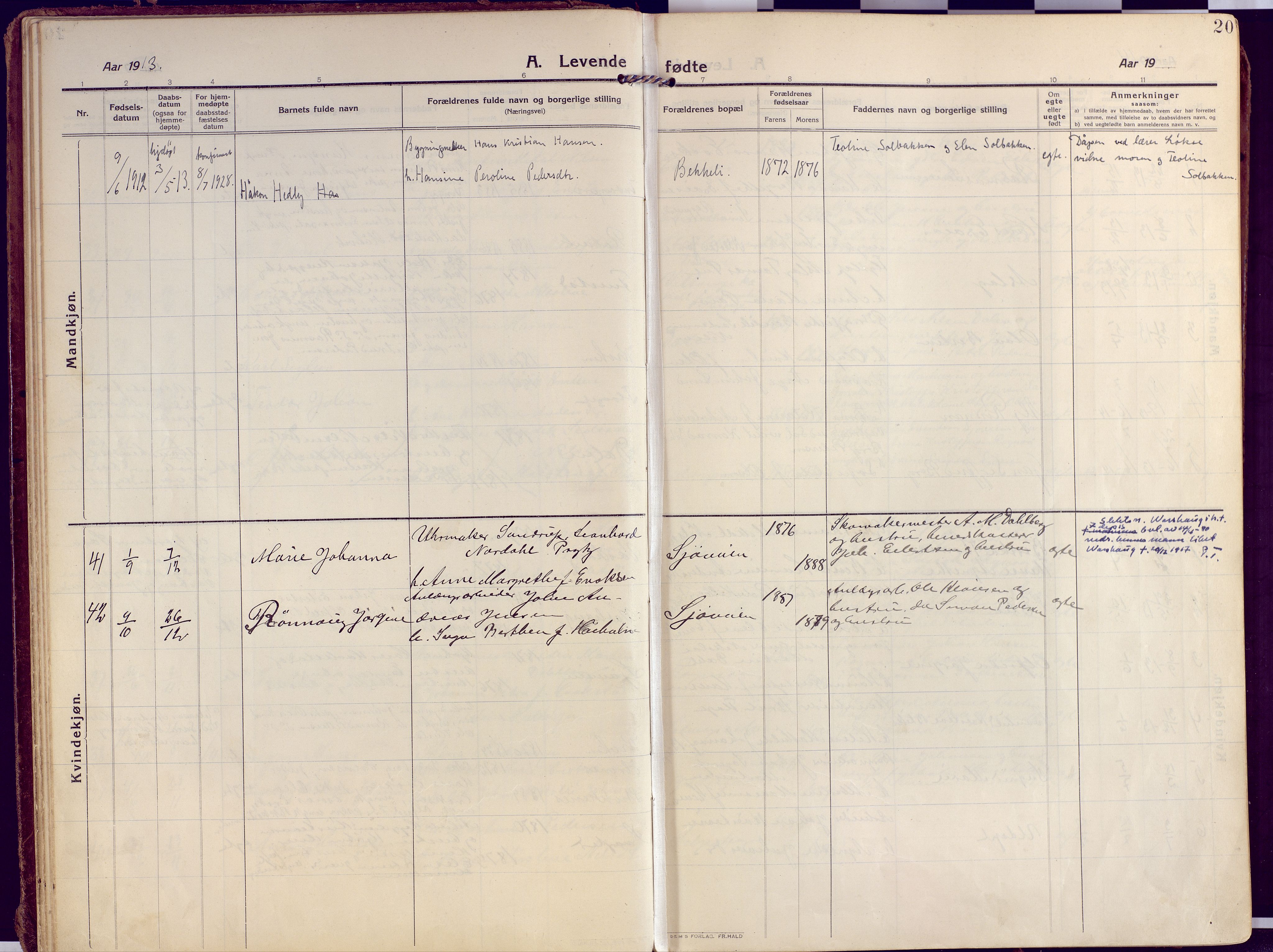 Salangen sokneprestembete, AV/SATØ-S-1324/H/Ha/L0004kirke: Parish register (official) no. 4, 1912-1927, p. 20