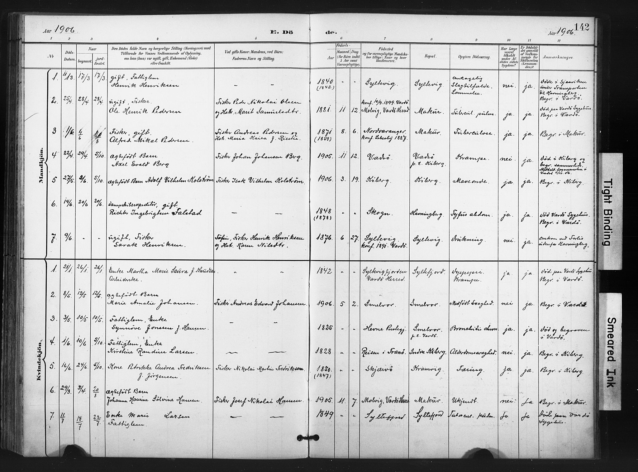 Vardø sokneprestkontor, SATØ/S-1332/H/Ha/L0011kirke: Parish register (official) no. 11, 1897-1911, p. 142