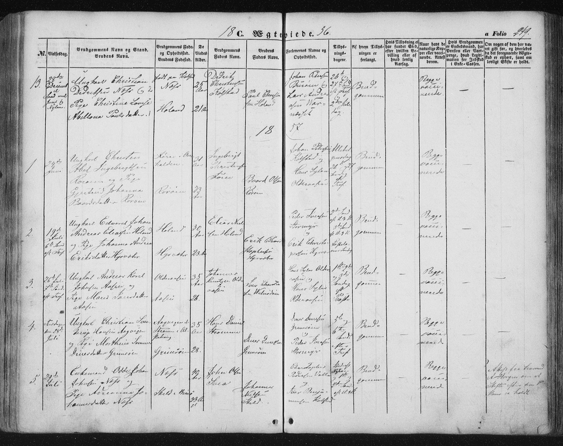 Ministerialprotokoller, klokkerbøker og fødselsregistre - Nordland, SAT/A-1459/816/L0240: Parish register (official) no. 816A06, 1846-1870, p. 249