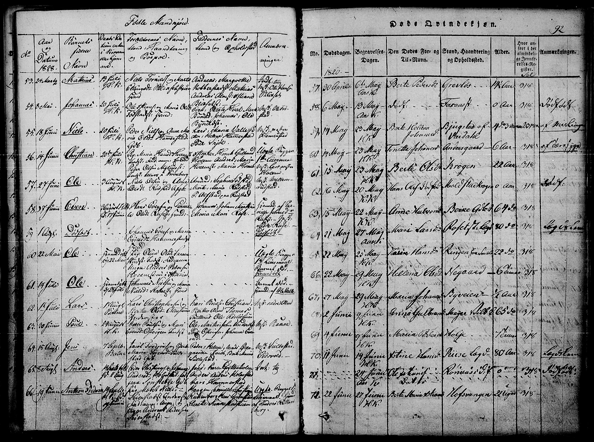 Toten prestekontor, SAH/PREST-102: Parish register (official) no. 10, 1820-1828