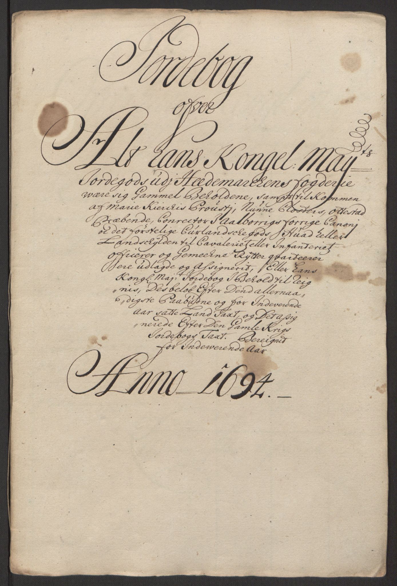 Rentekammeret inntil 1814, Reviderte regnskaper, Fogderegnskap, RA/EA-4092/R16/L1035: Fogderegnskap Hedmark, 1694, p. 34
