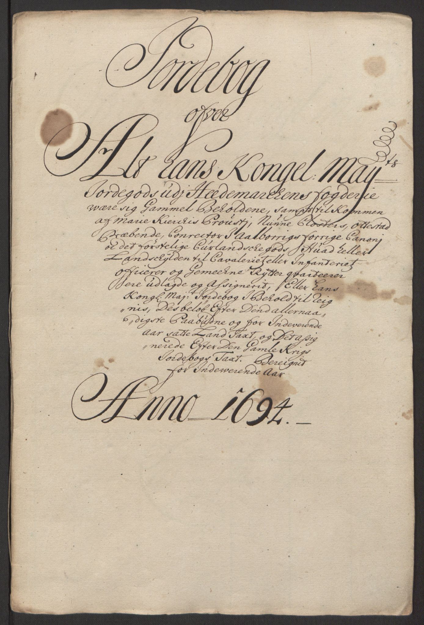 Rentekammeret inntil 1814, Reviderte regnskaper, Fogderegnskap, AV/RA-EA-4092/R16/L1035: Fogderegnskap Hedmark, 1694, p. 34