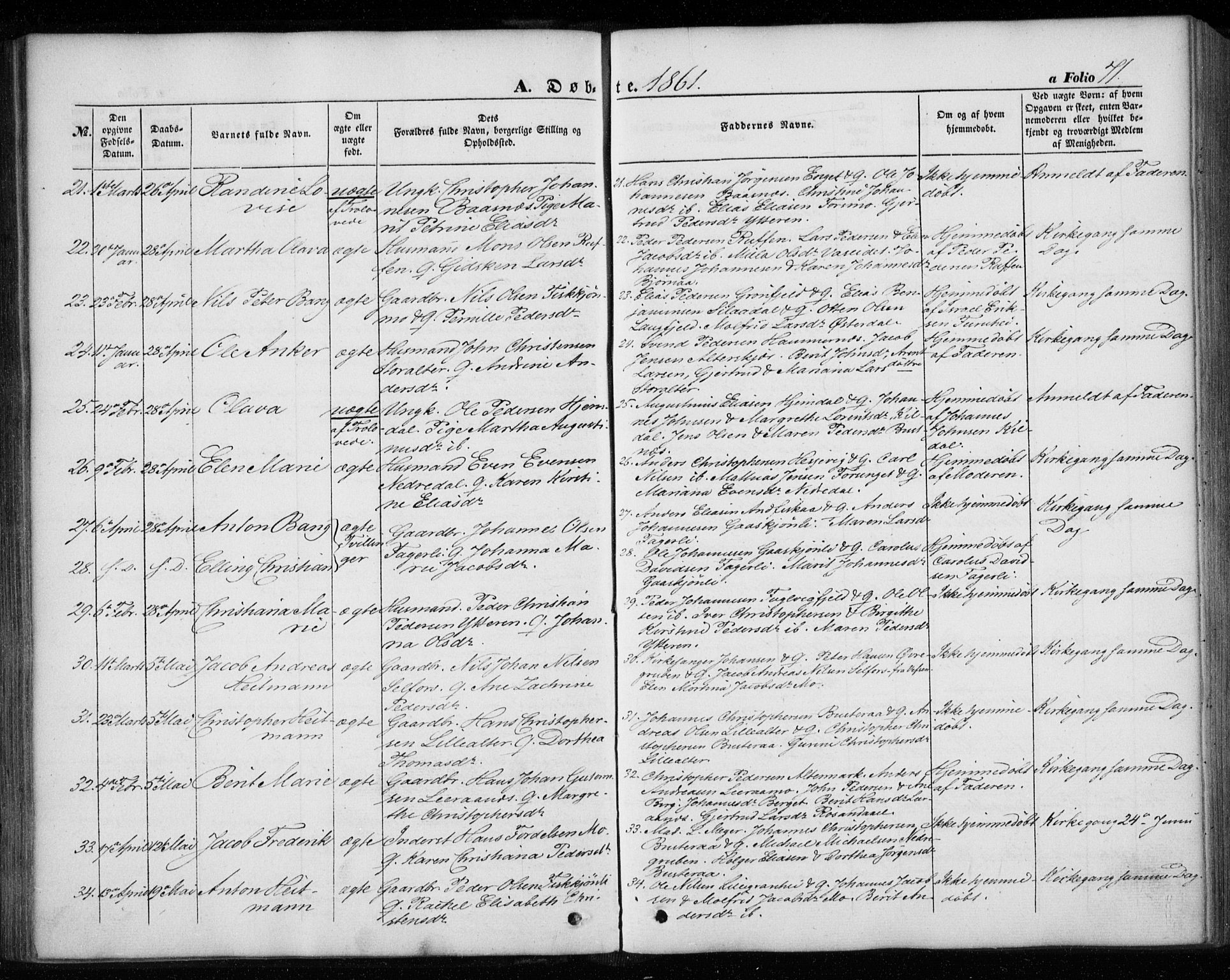 Ministerialprotokoller, klokkerbøker og fødselsregistre - Nordland, AV/SAT-A-1459/827/L0392: Parish register (official) no. 827A04, 1853-1866, p. 71