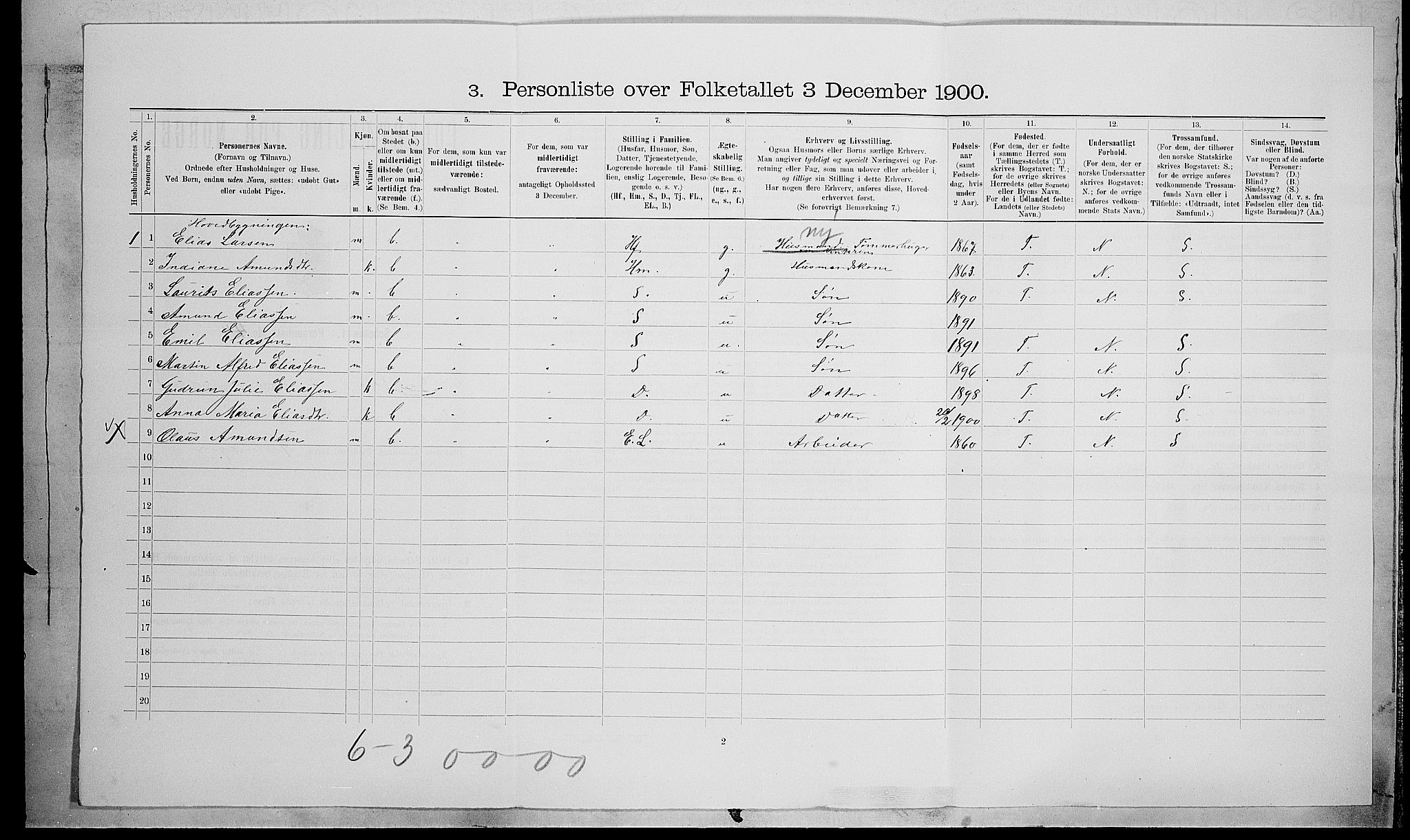 SAH, 1900 census for Vestre Gausdal, 1900, p. 494