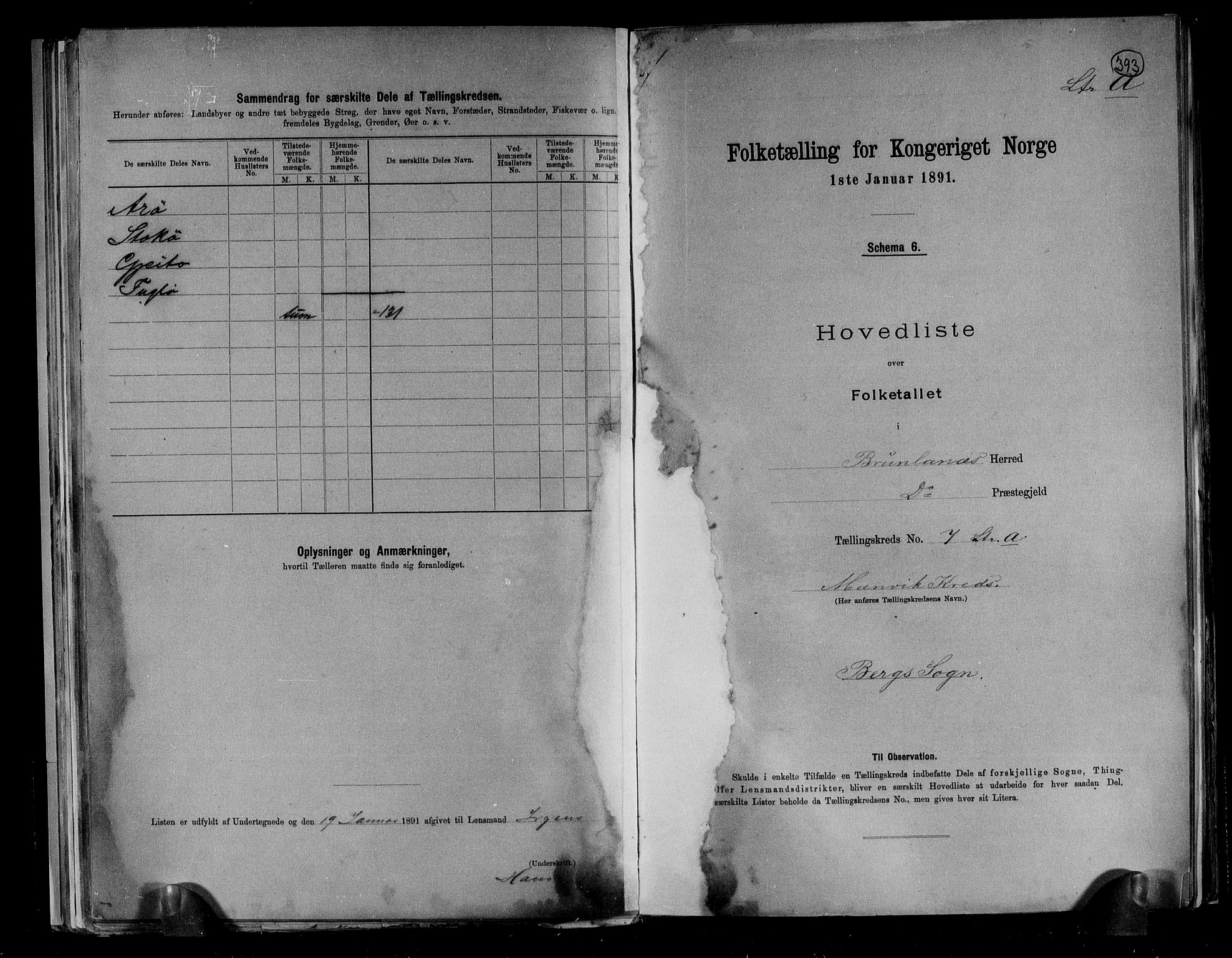 RA, 1891 census for 0726 Brunlanes, 1891, p. 22