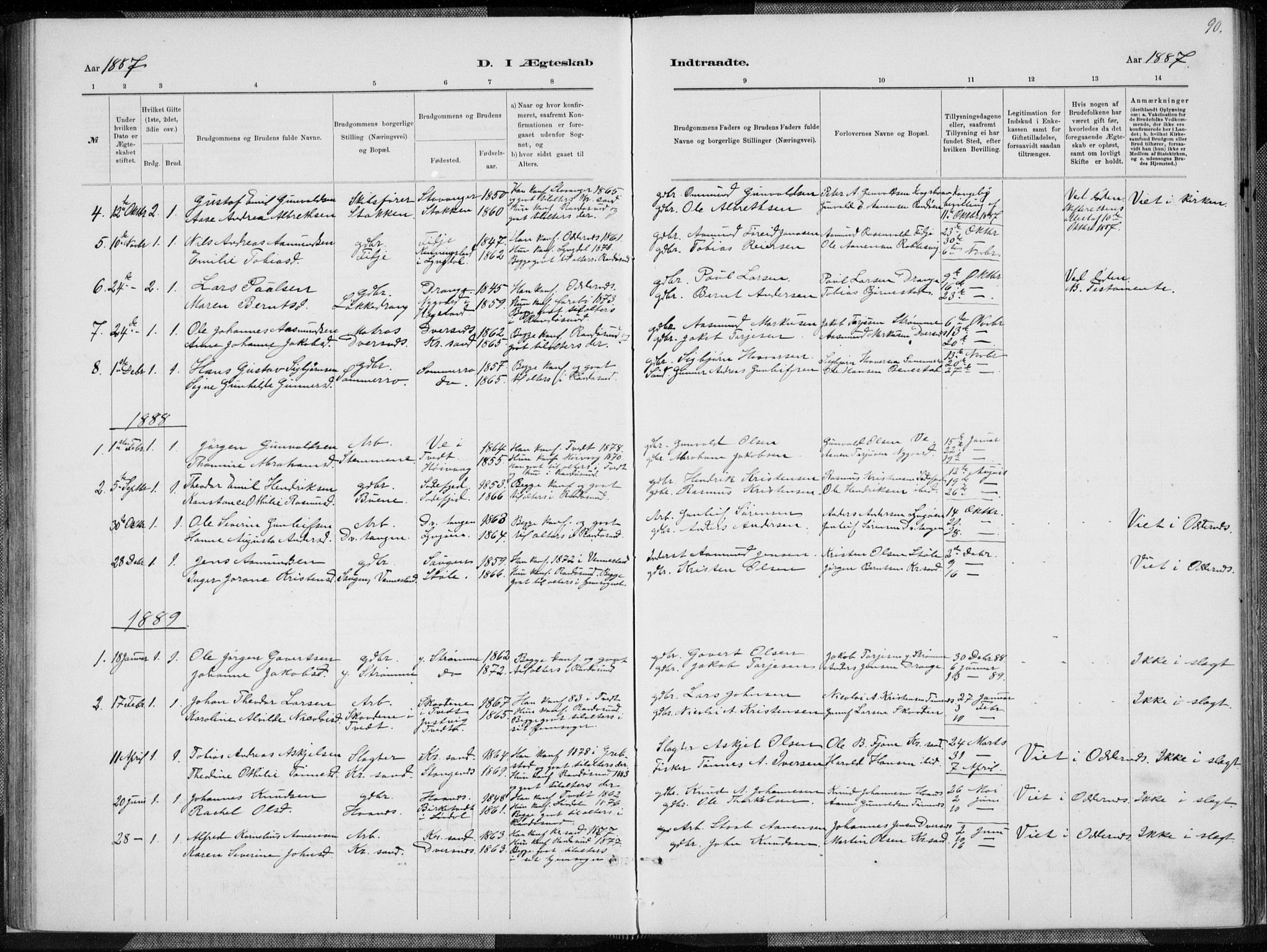 Oddernes sokneprestkontor, SAK/1111-0033/F/Fa/Fab/L0002: Parish register (official) no. A 2, 1884-1903, p. 90