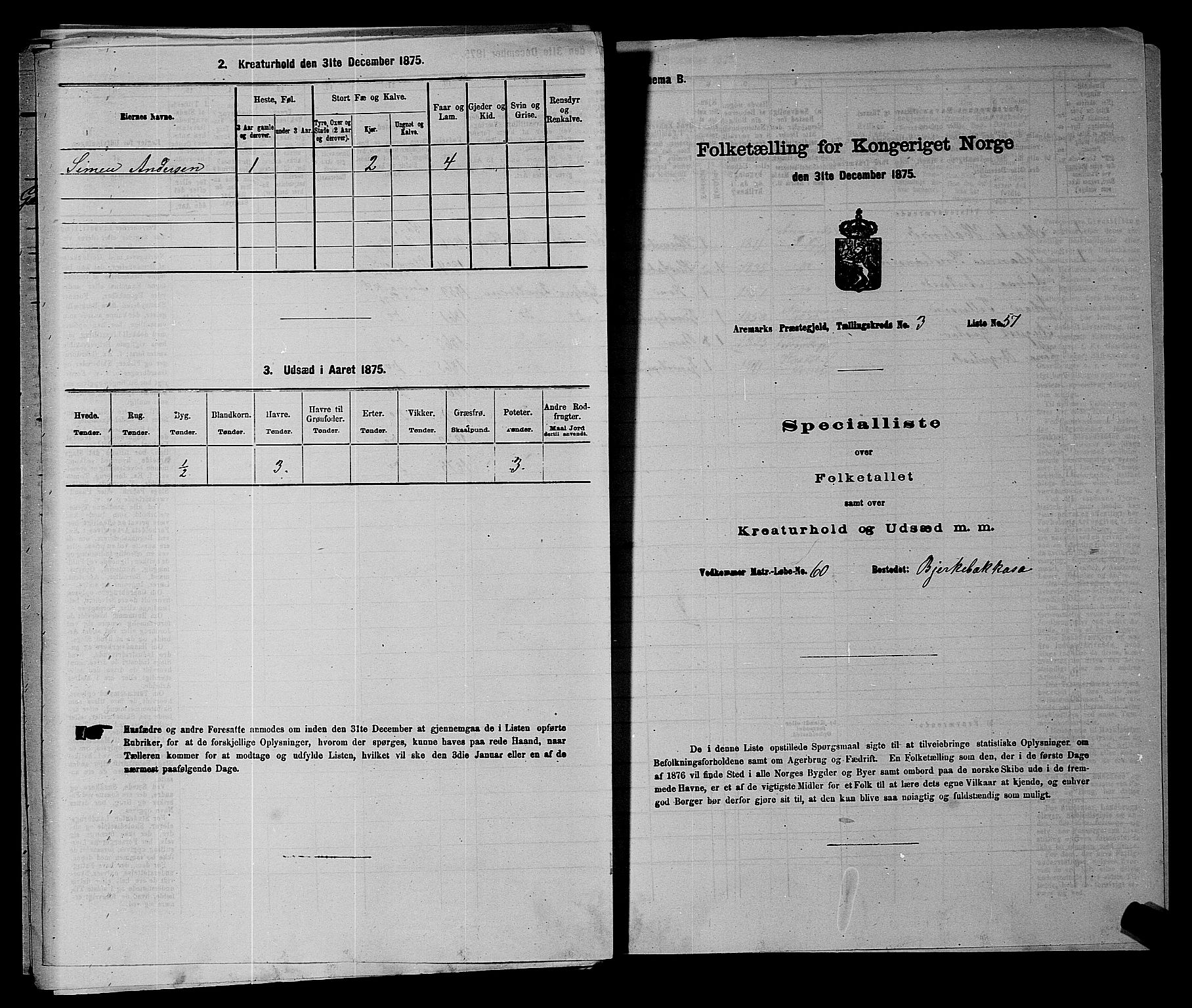 RA, 1875 census for 0118P Aremark, 1875, p. 508