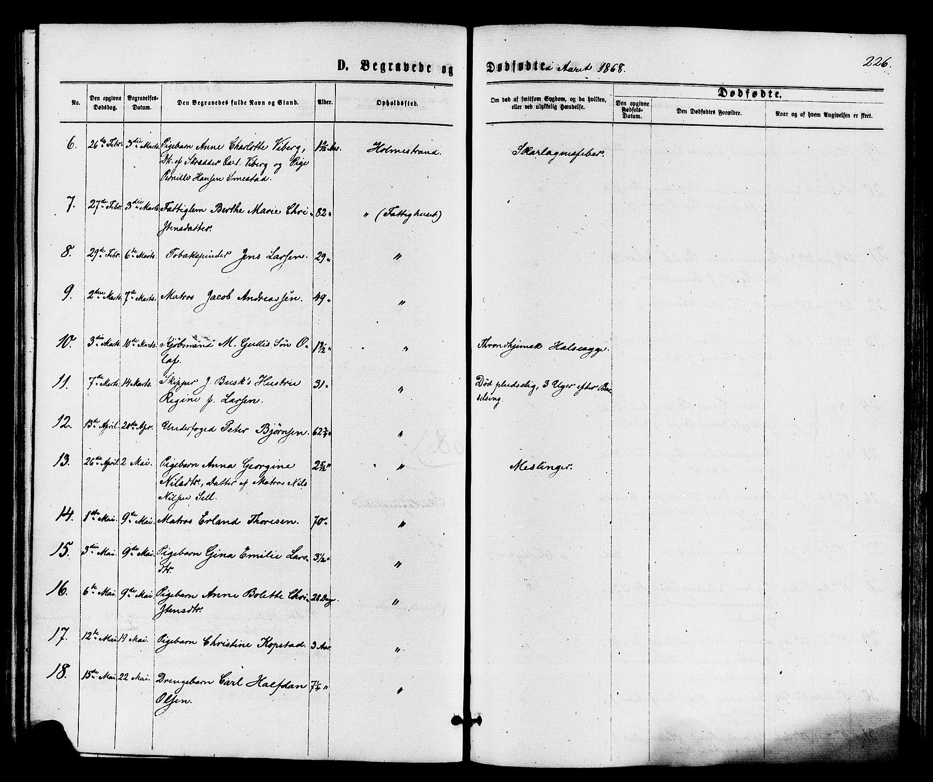 Holmestrand kirkebøker, AV/SAKO-A-346/F/Fa/L0003: Parish register (official) no. 3, 1867-1879, p. 226