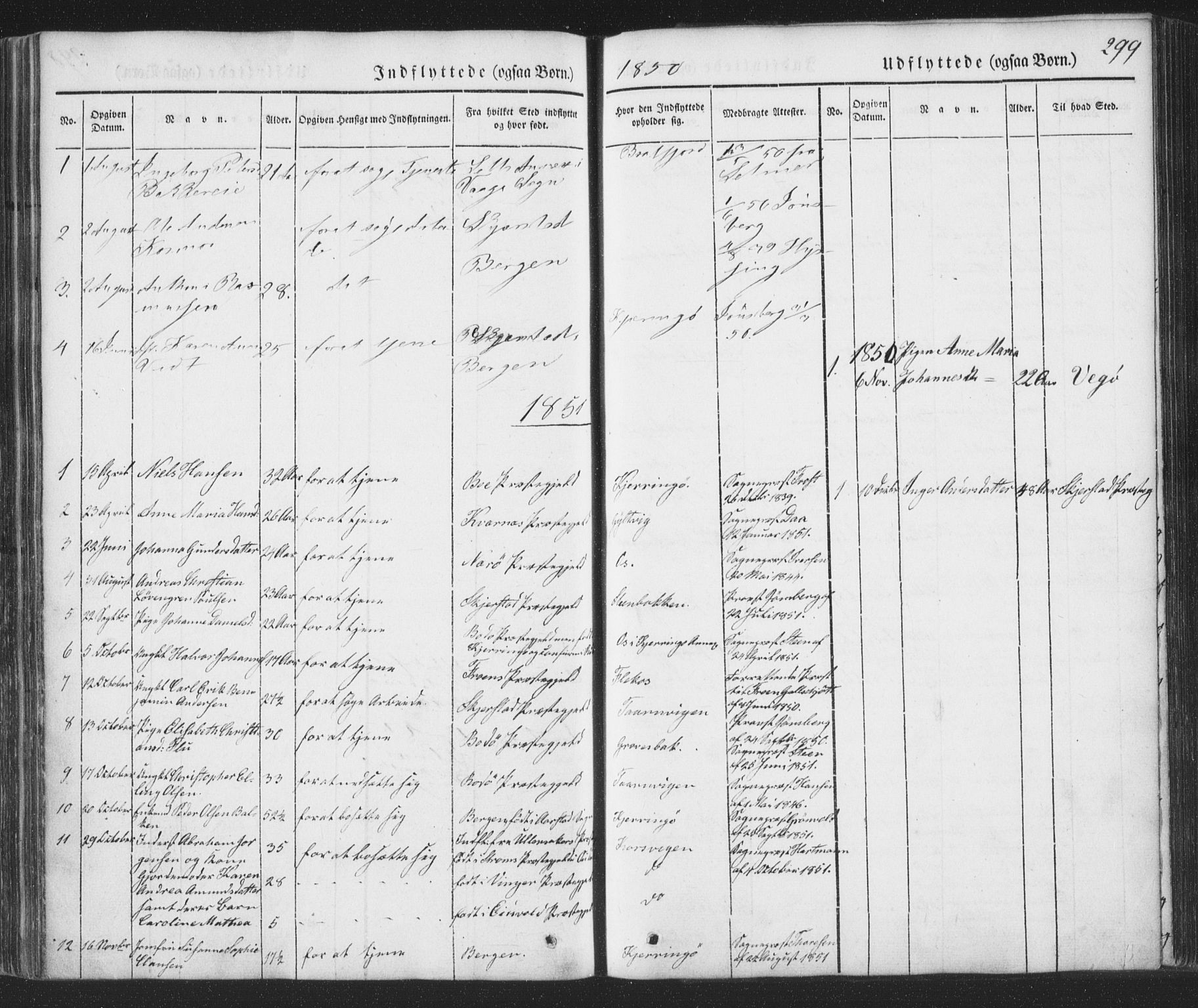 Ministerialprotokoller, klokkerbøker og fødselsregistre - Nordland, AV/SAT-A-1459/853/L0769: Parish register (official) no. 853A08, 1836-1856, p. 299