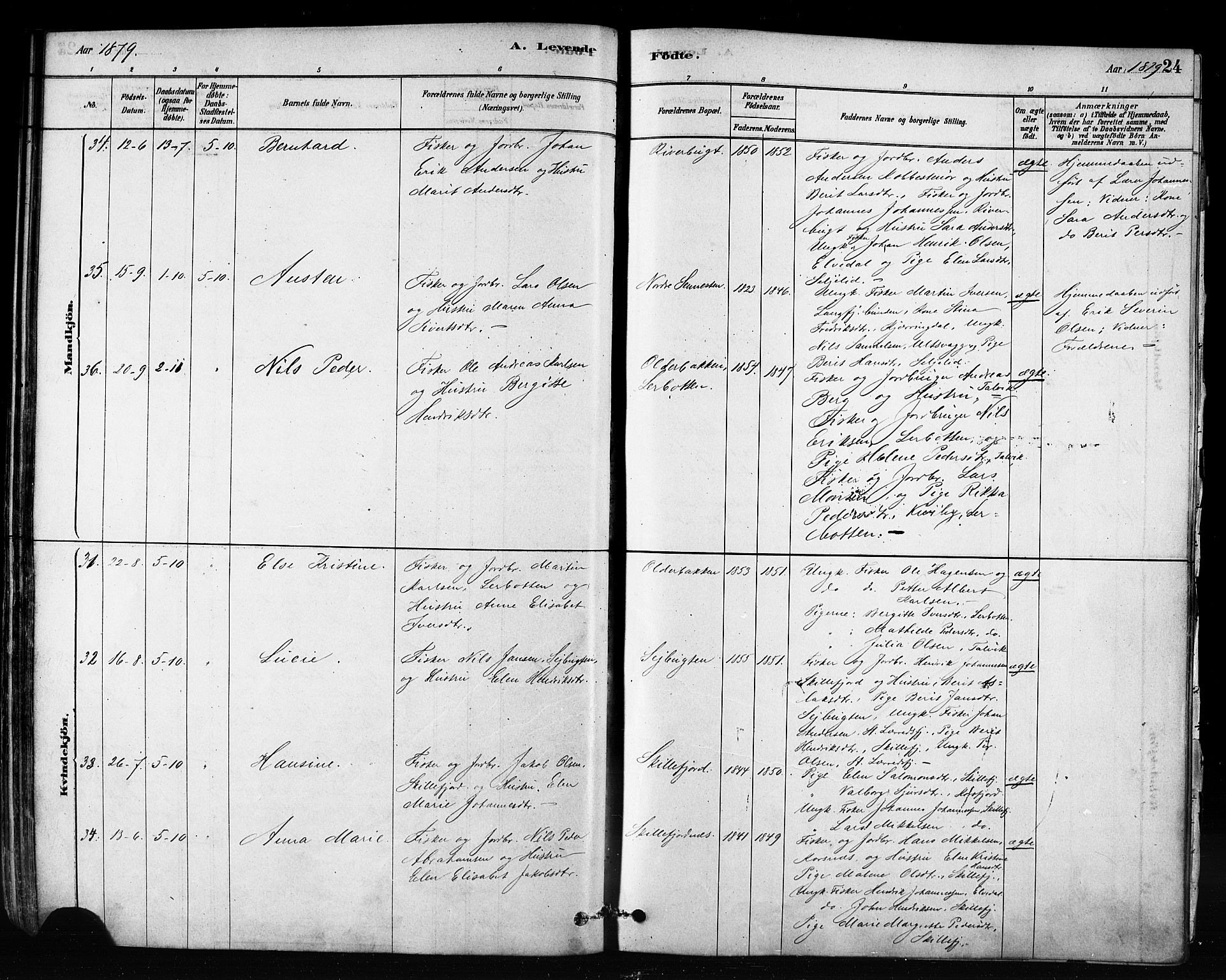 Talvik sokneprestkontor, AV/SATØ-S-1337/H/Ha/L0012kirke: Parish register (official) no. 12, 1878-1886, p. 24