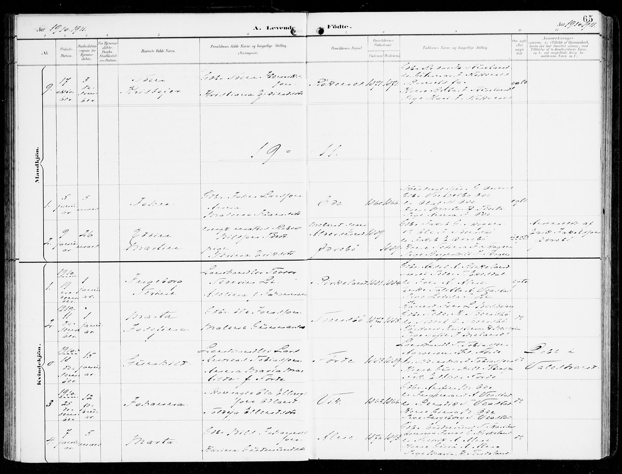 Sveio Sokneprestembete, SAB/A-78501/H/Haa: Parish register (official) no. D 2, 1894-1916, p. 65