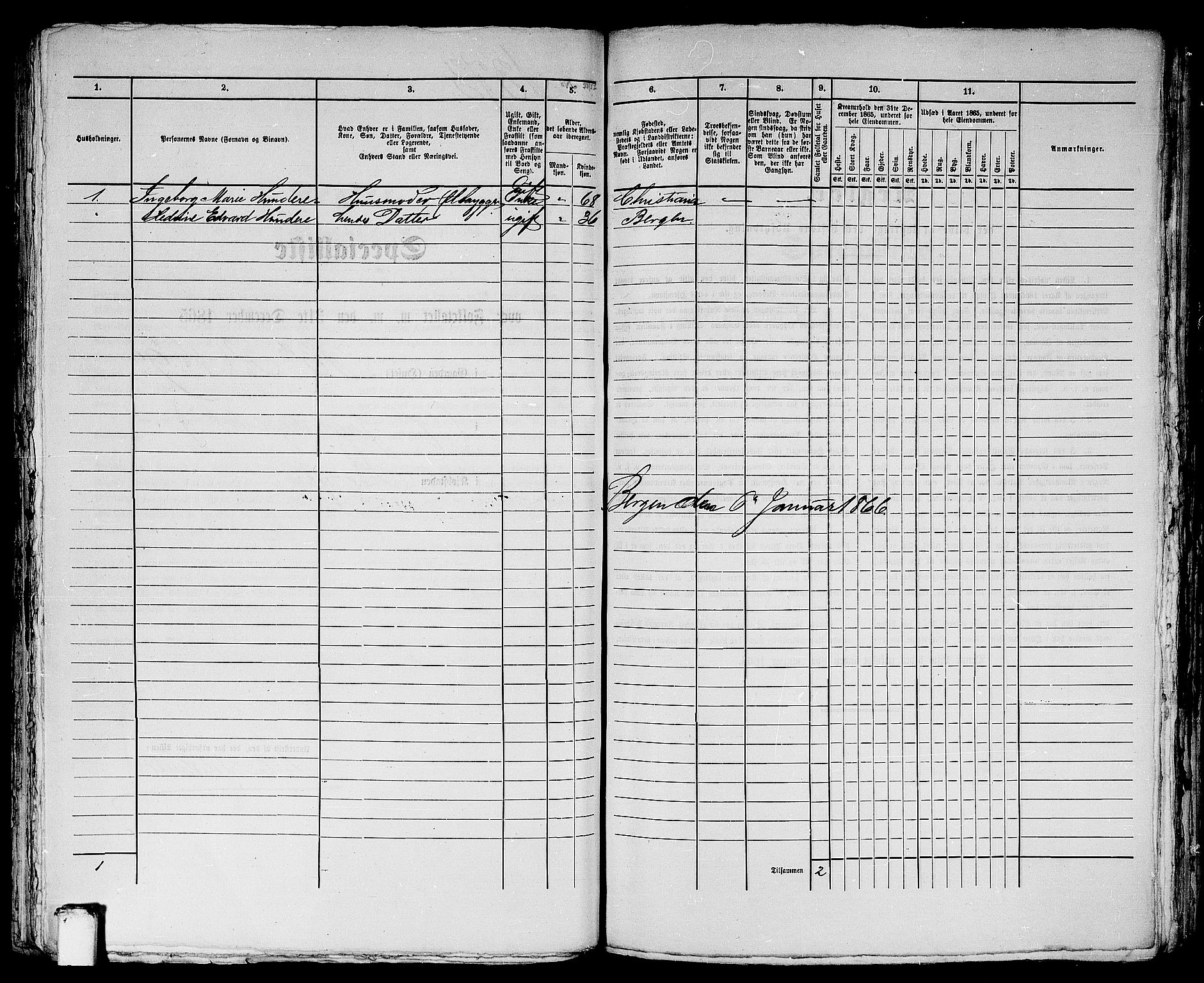 RA, 1865 census for Bergen, 1865, p. 2813