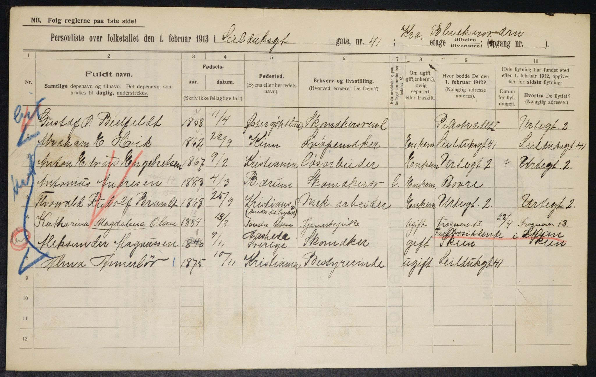 OBA, Municipal Census 1913 for Kristiania, 1913, p. 94593