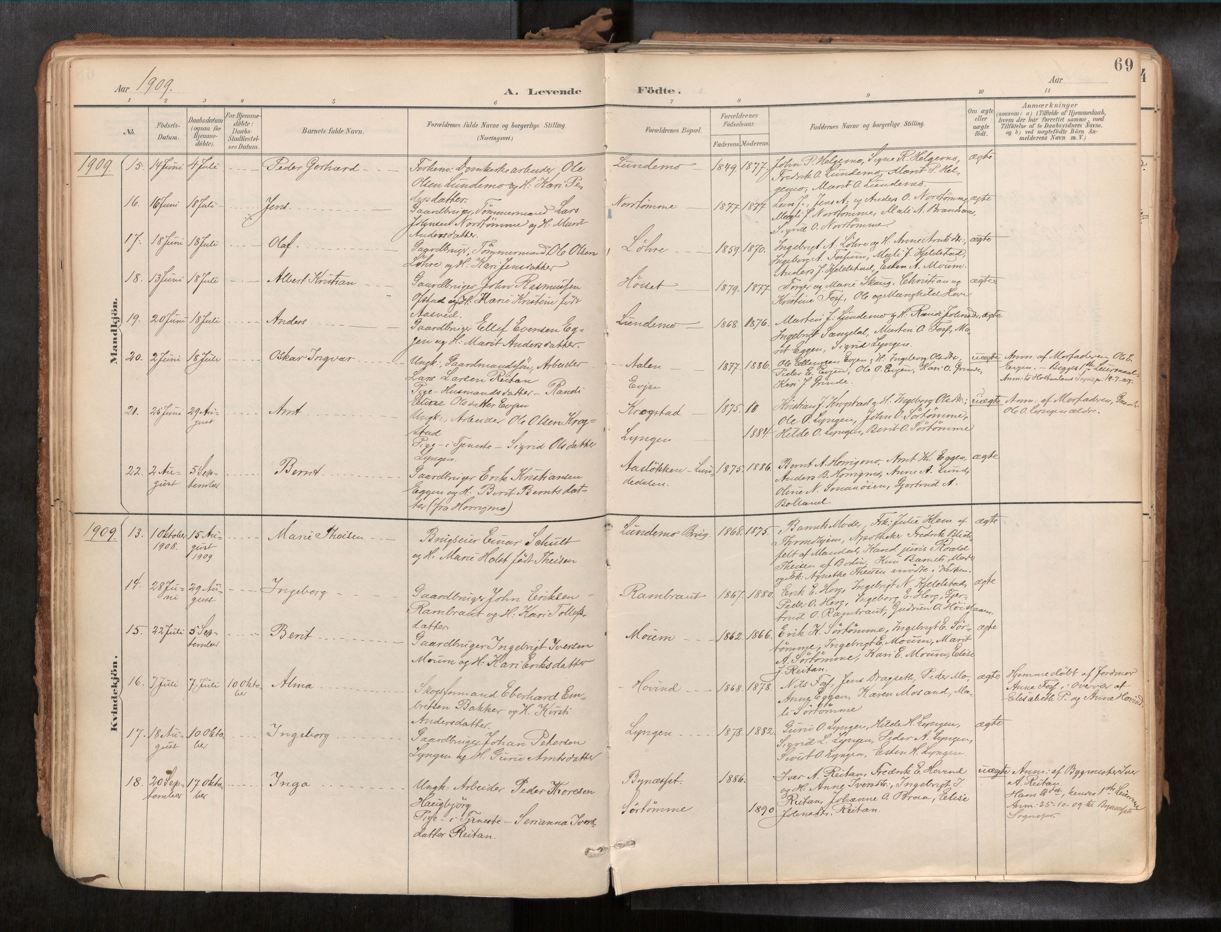 Ministerialprotokoller, klokkerbøker og fødselsregistre - Sør-Trøndelag, SAT/A-1456/692/L1105b: Parish register (official) no. 692A06, 1891-1934, p. 69