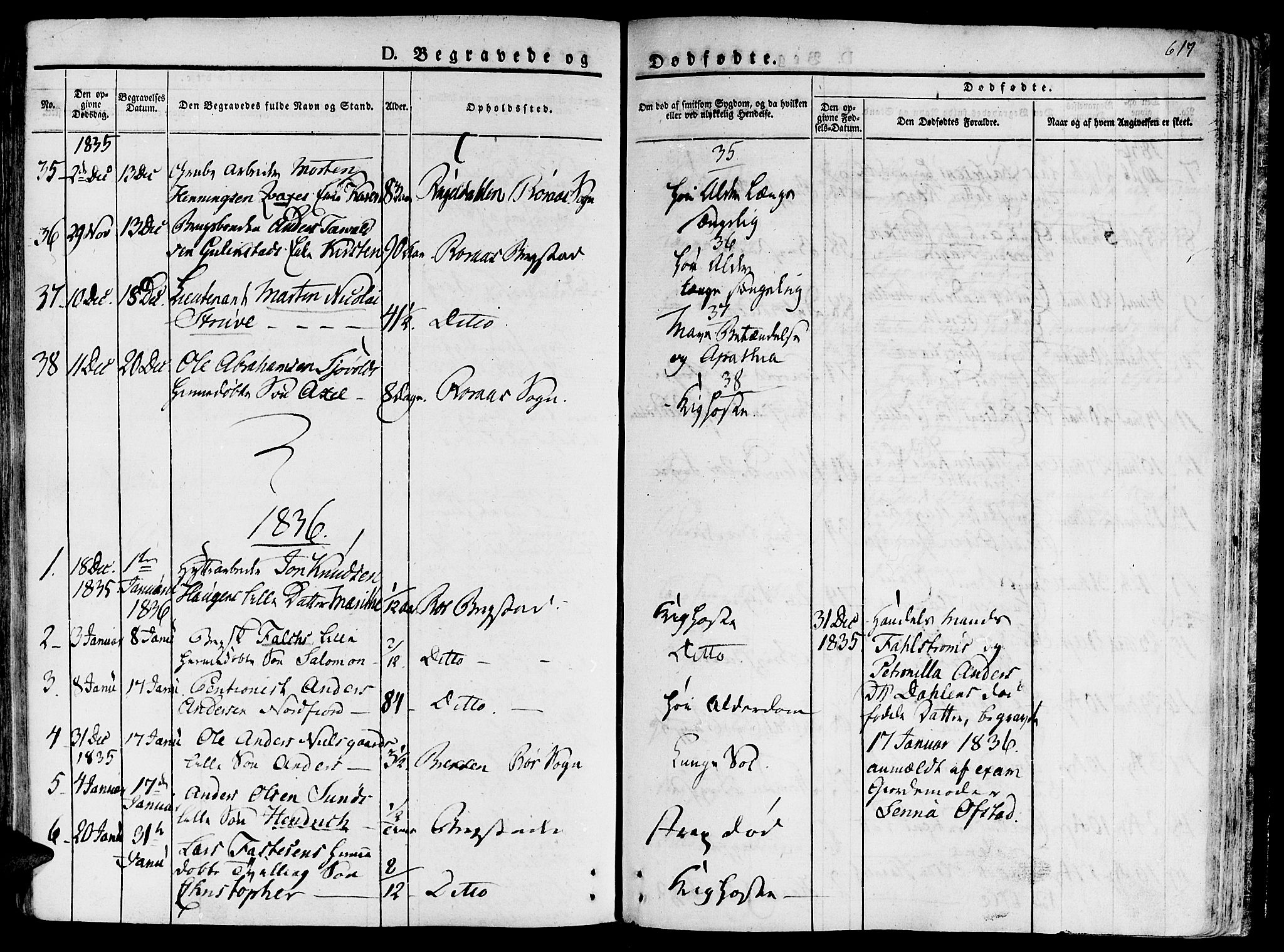 Ministerialprotokoller, klokkerbøker og fødselsregistre - Sør-Trøndelag, SAT/A-1456/681/L0930: Parish register (official) no. 681A08, 1829-1844, p. 617