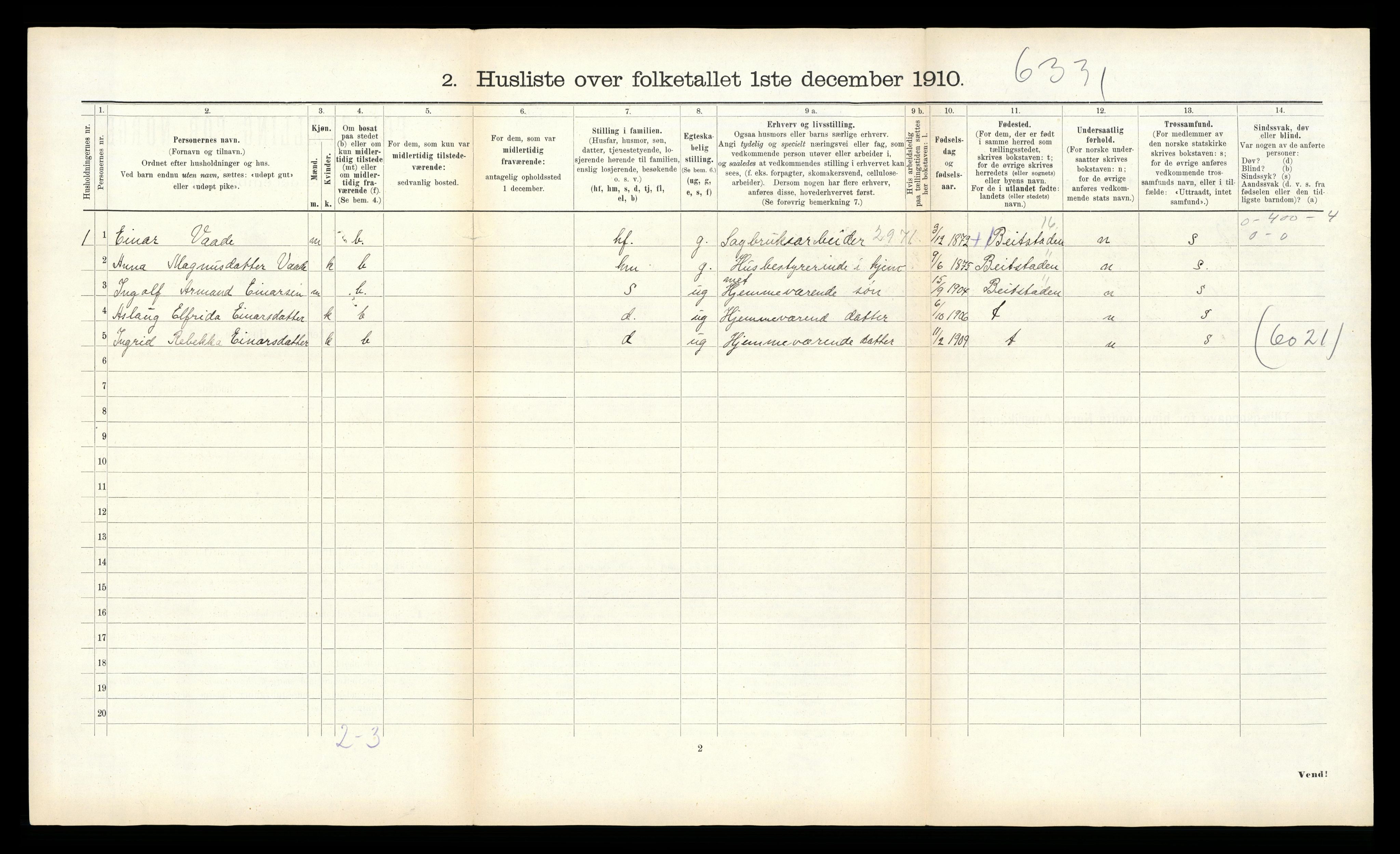 RA, 1910 census for Egge, 1910, p. 386