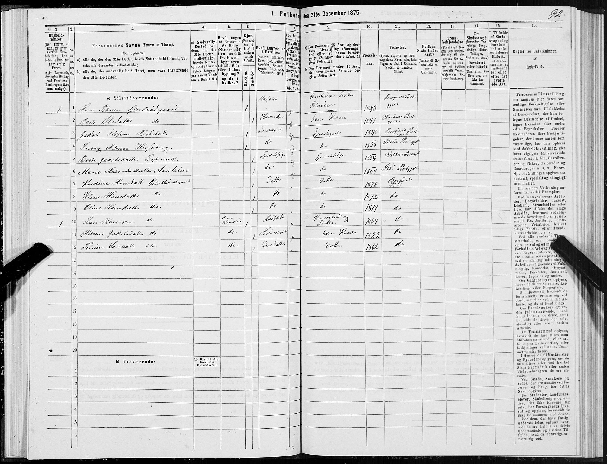 SAT, 1875 census for 1531P Borgund, 1875, p. 5092