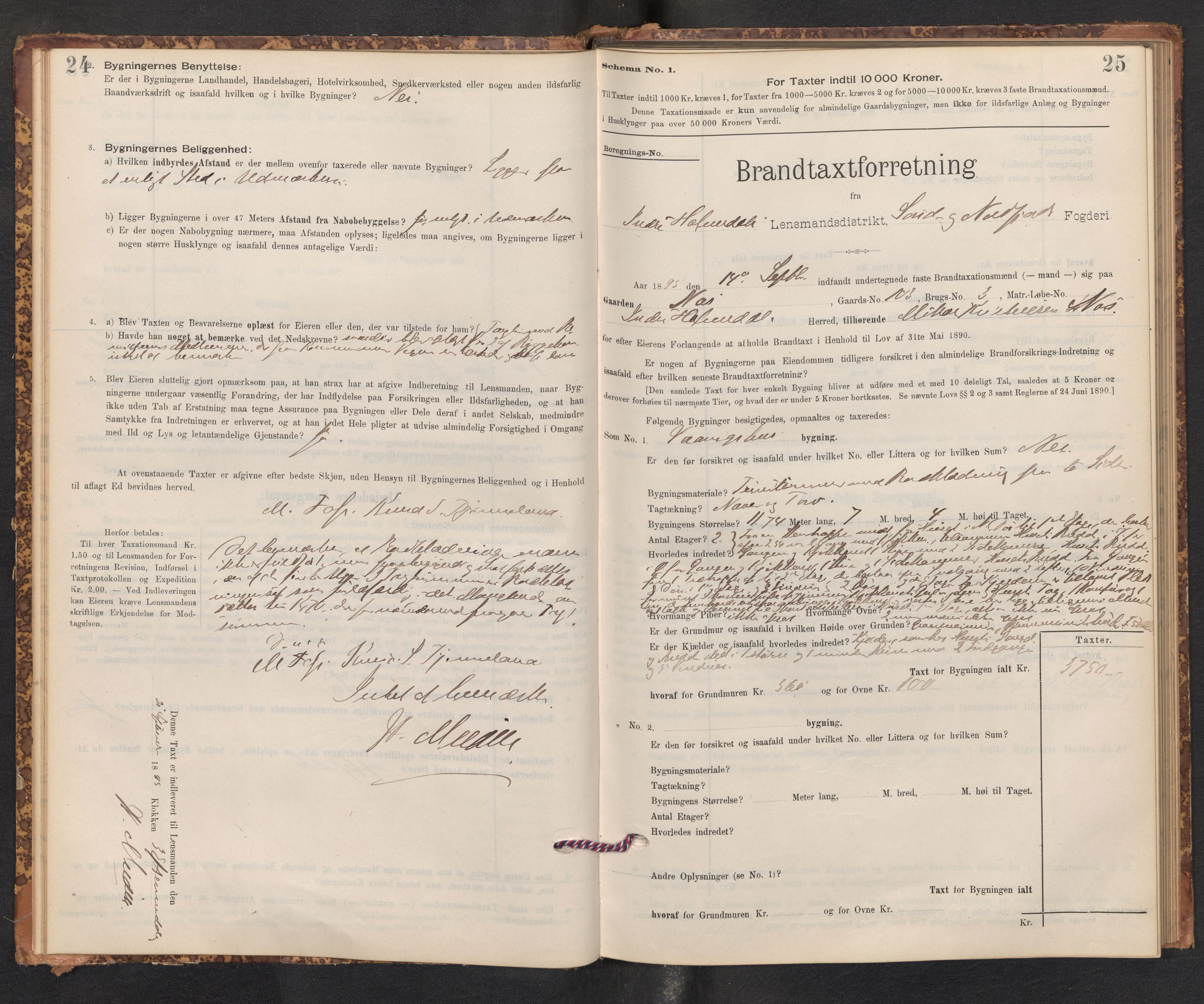 Lensmannen i Gaular, AV/SAB-A-27601/0012/L0005: Branntakstprotokoll, skjematakst, 1895-1917, p. 24-25